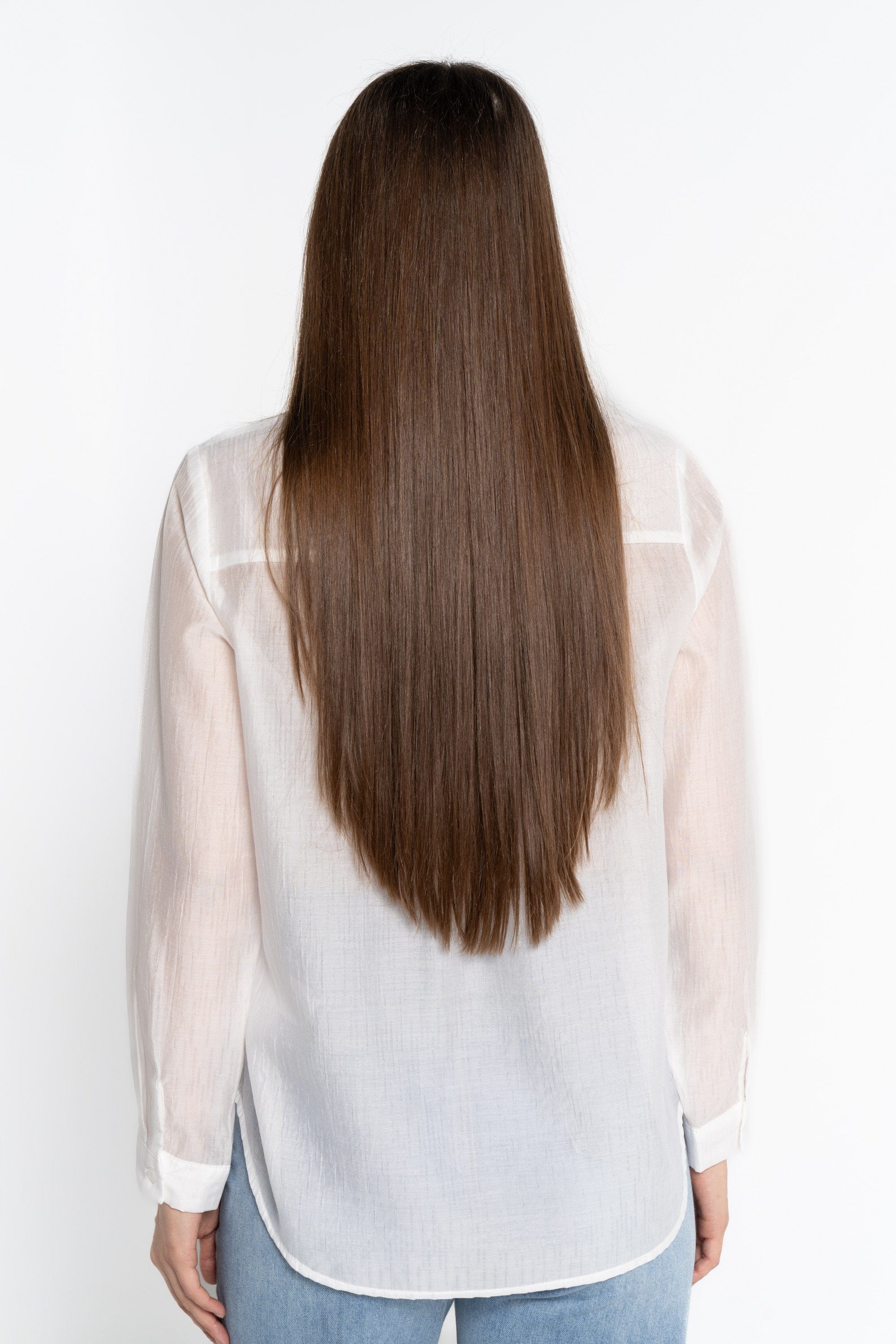 نتشي قميص بأكمام طويلة مزين بستراس بأزرار أمامية نسائي