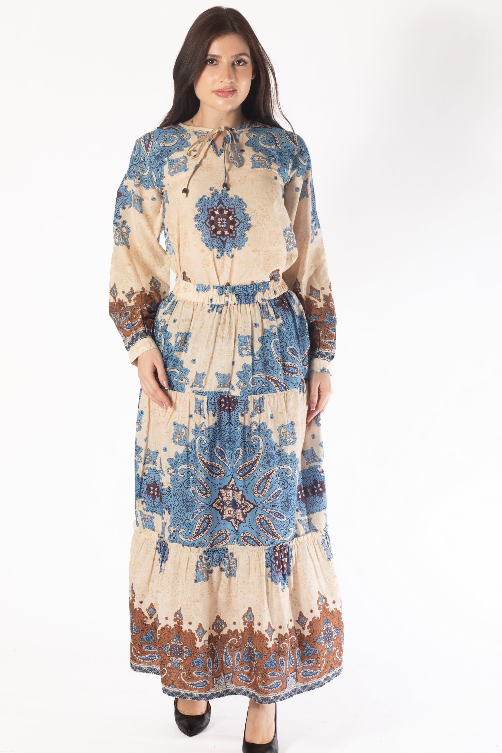 يولا تنورة طويلة منقوشة ملونة نسائي