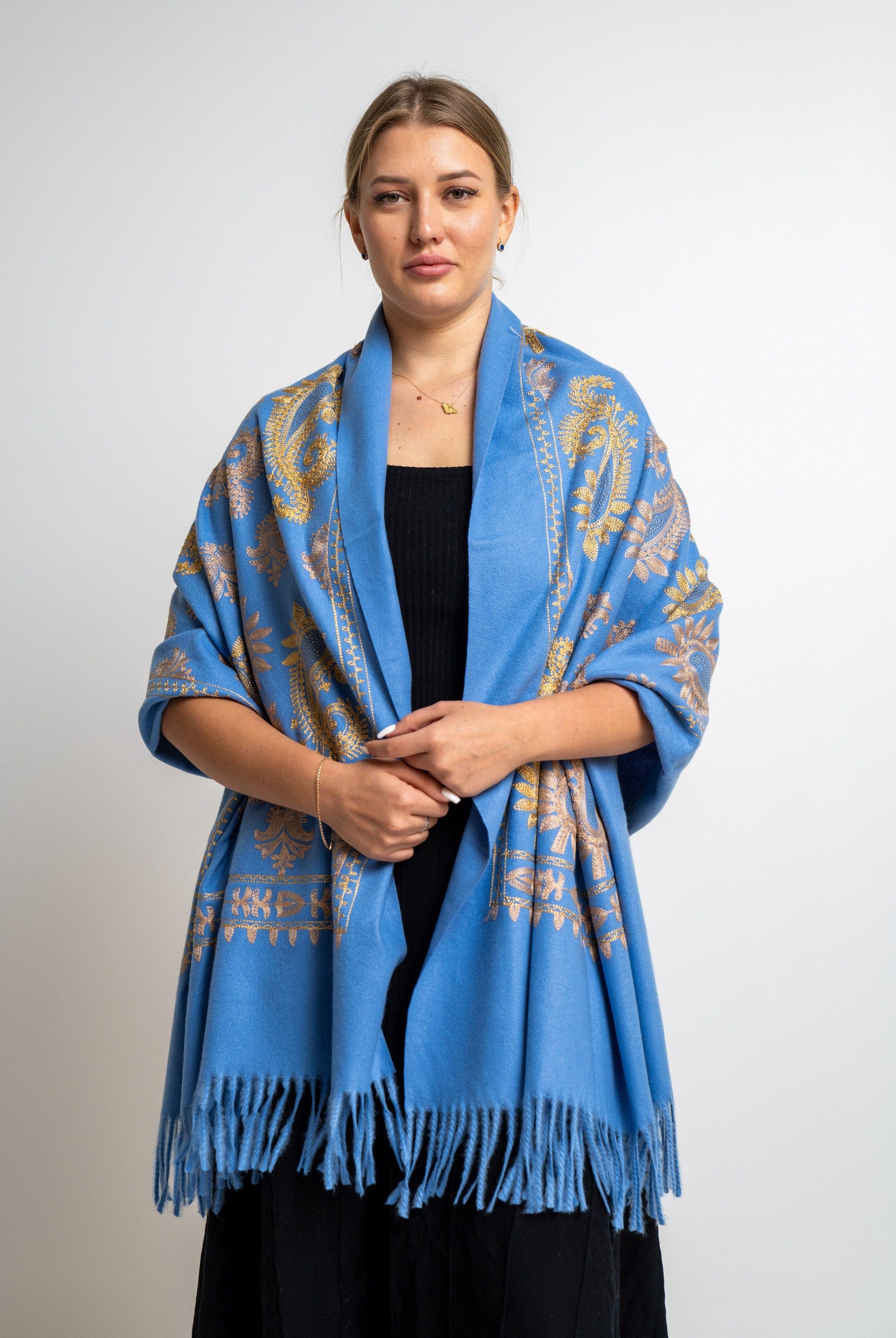 ميكا شال مطبوع مزين بخيوط نسائى