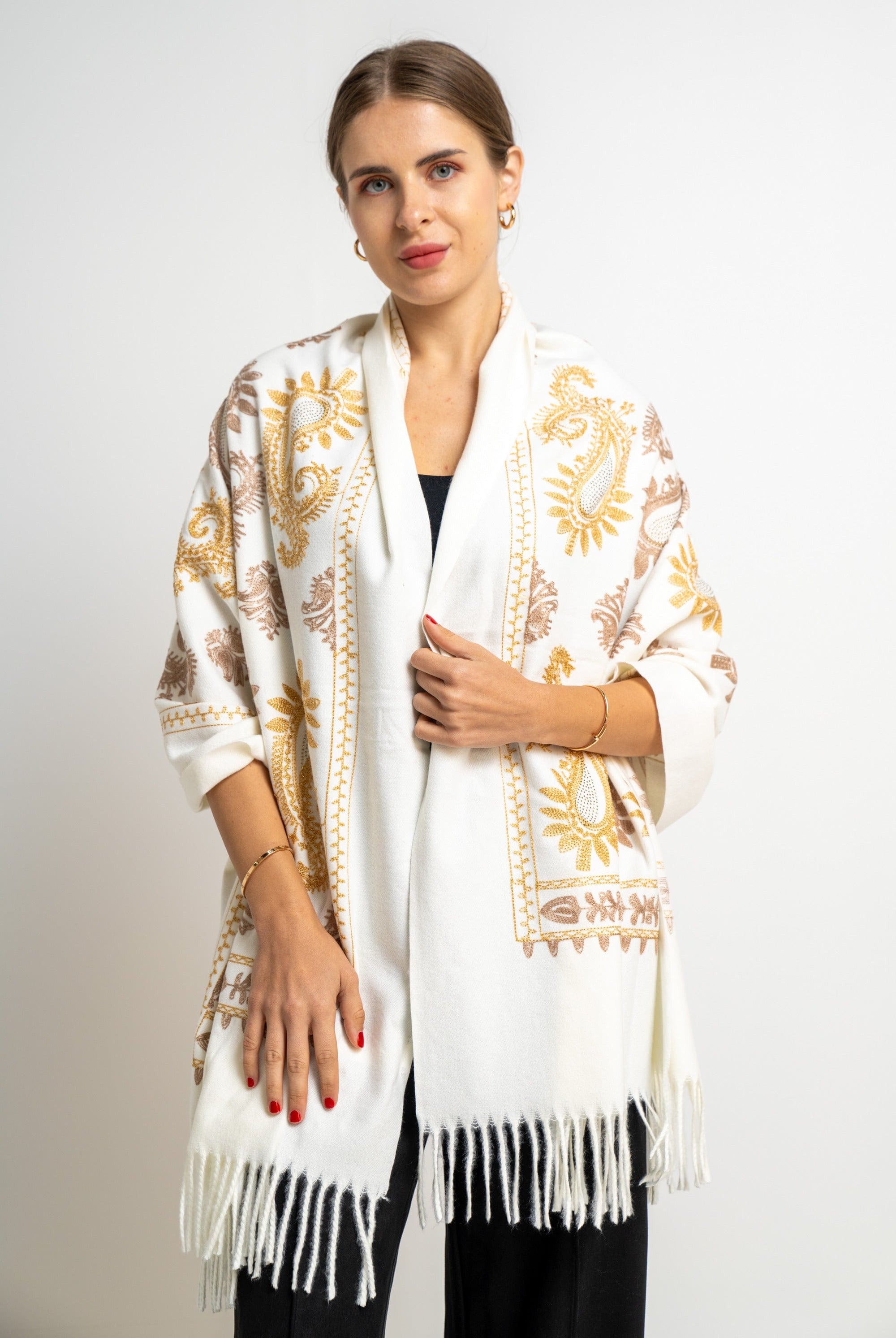 ميكا شال مطبوع مزين بخيوط نسائى