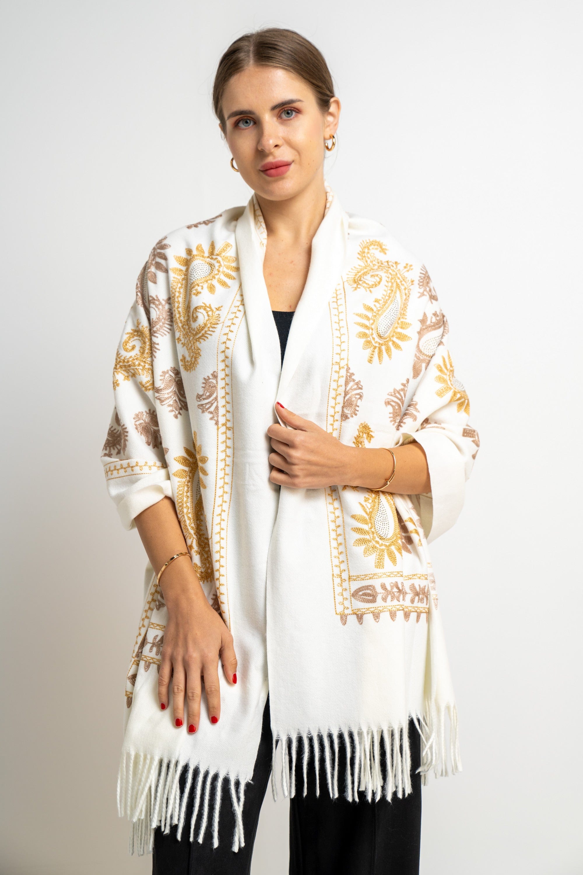 ميكا شال مطبوع مزين بخيوط نسائى