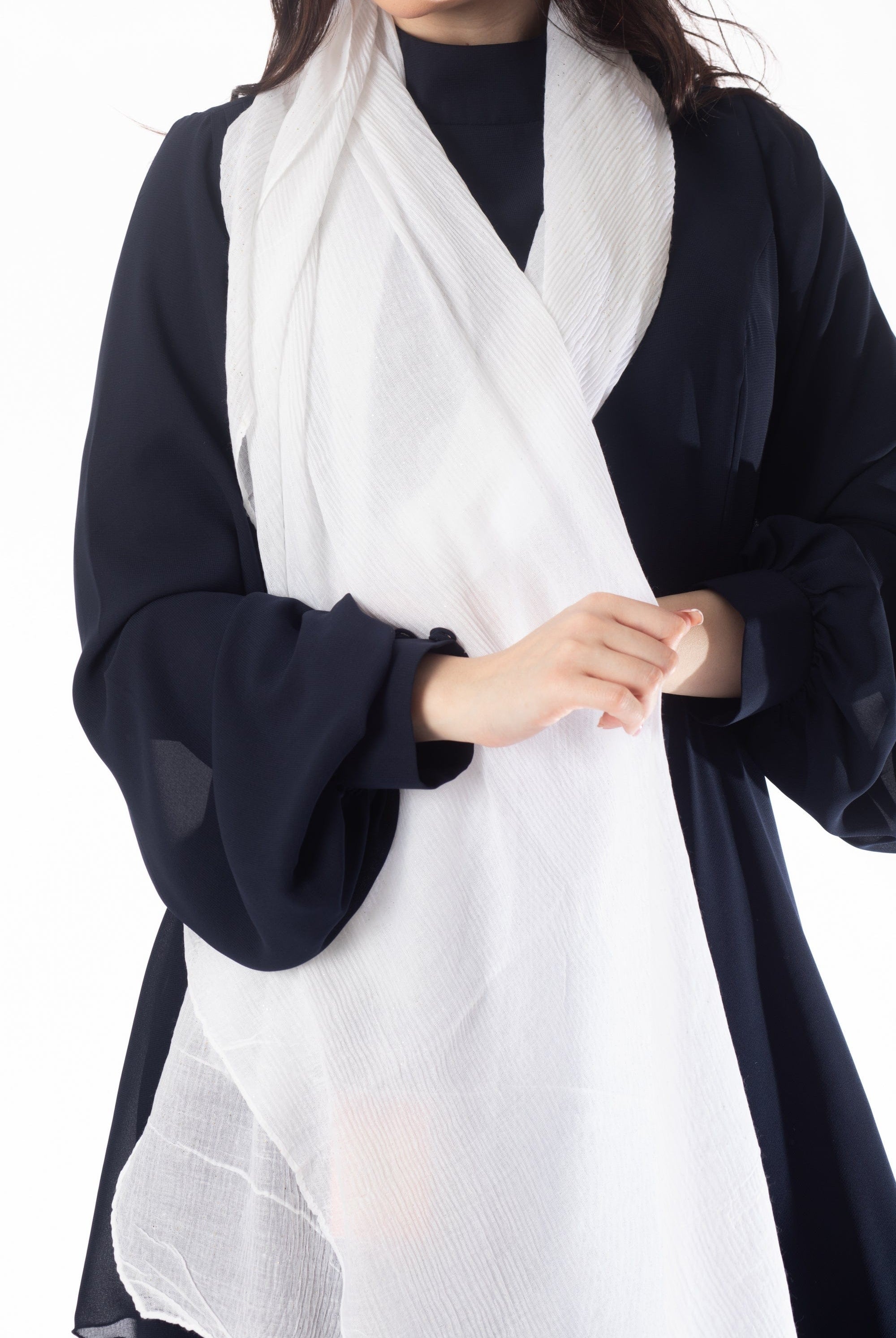 وشاح نسائي طويل سادة بكسرات نسائي