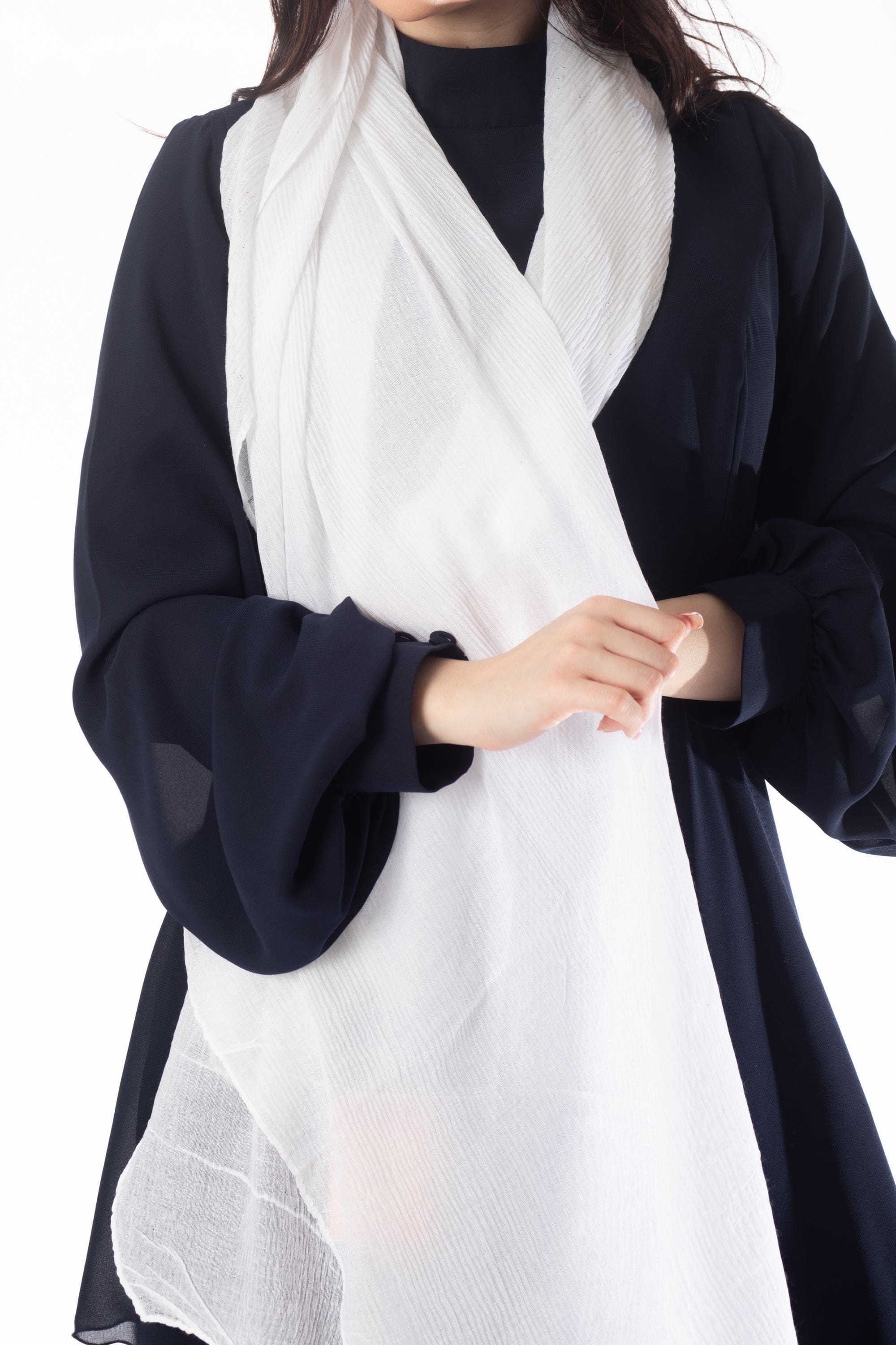 وشاح نسائي طويل سادة بكسرات نسائي