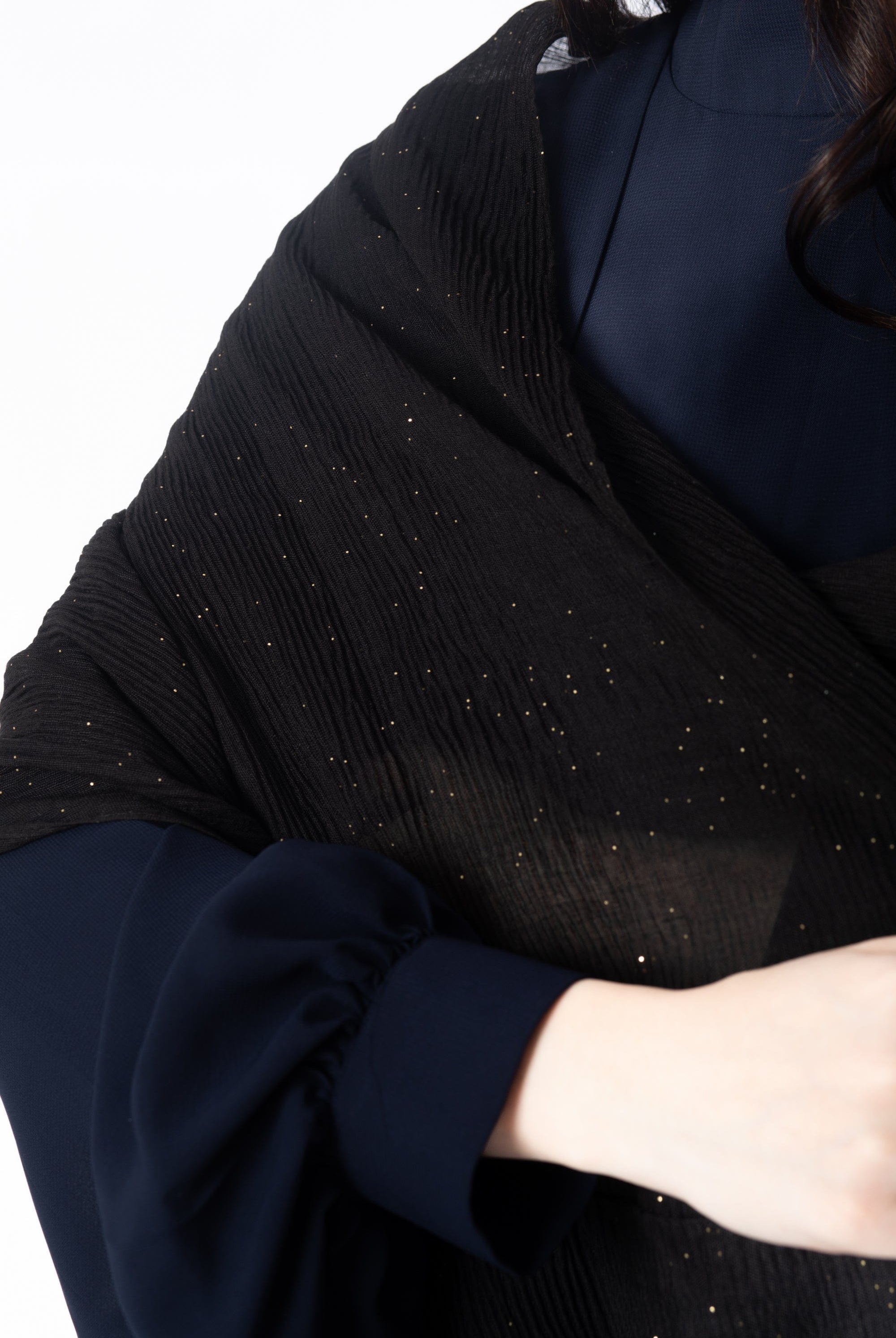 وشاح نسائي طويل سادة بكسرات نسائي