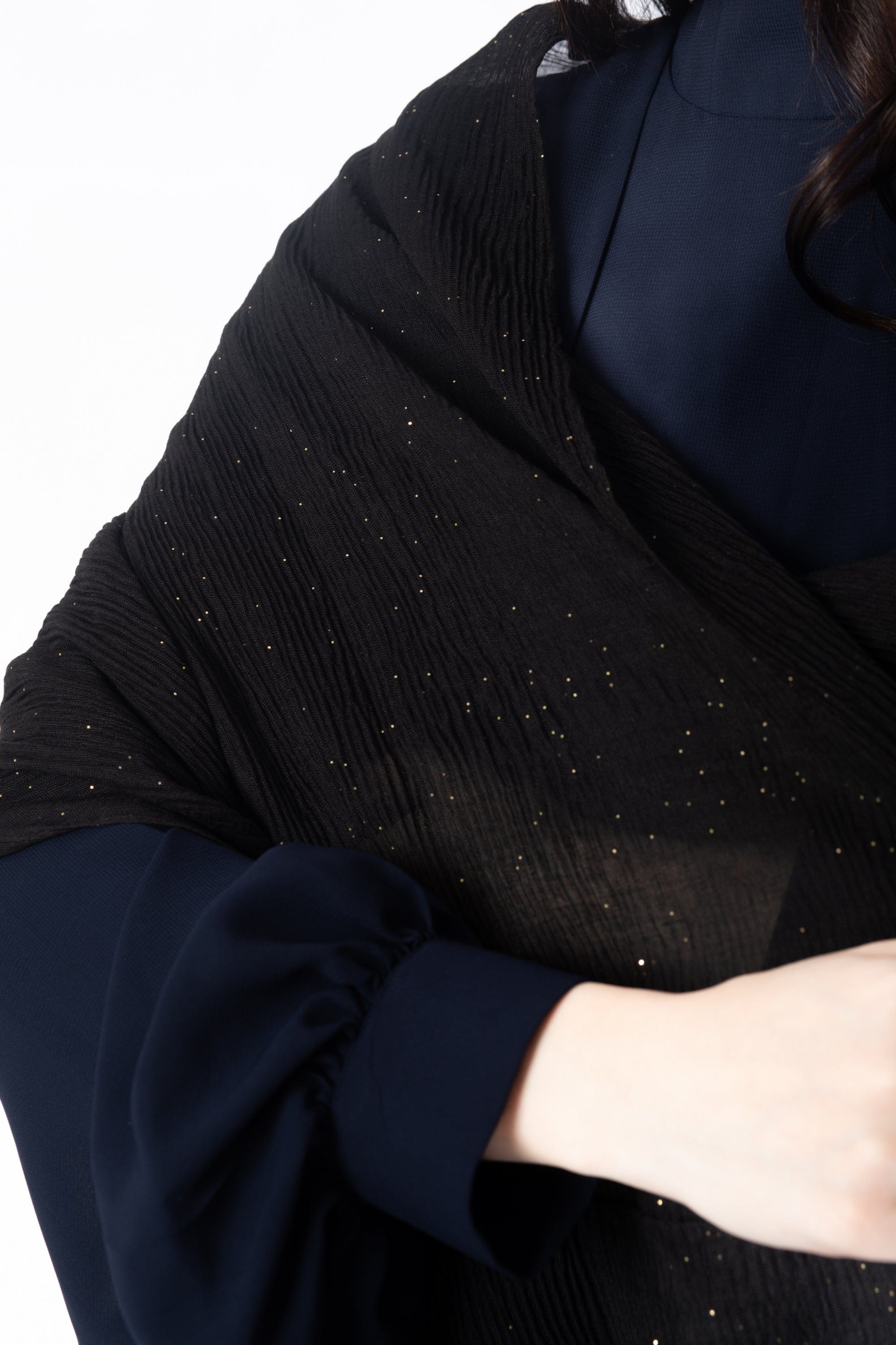 وشاح نسائي طويل سادة بكسرات نسائي