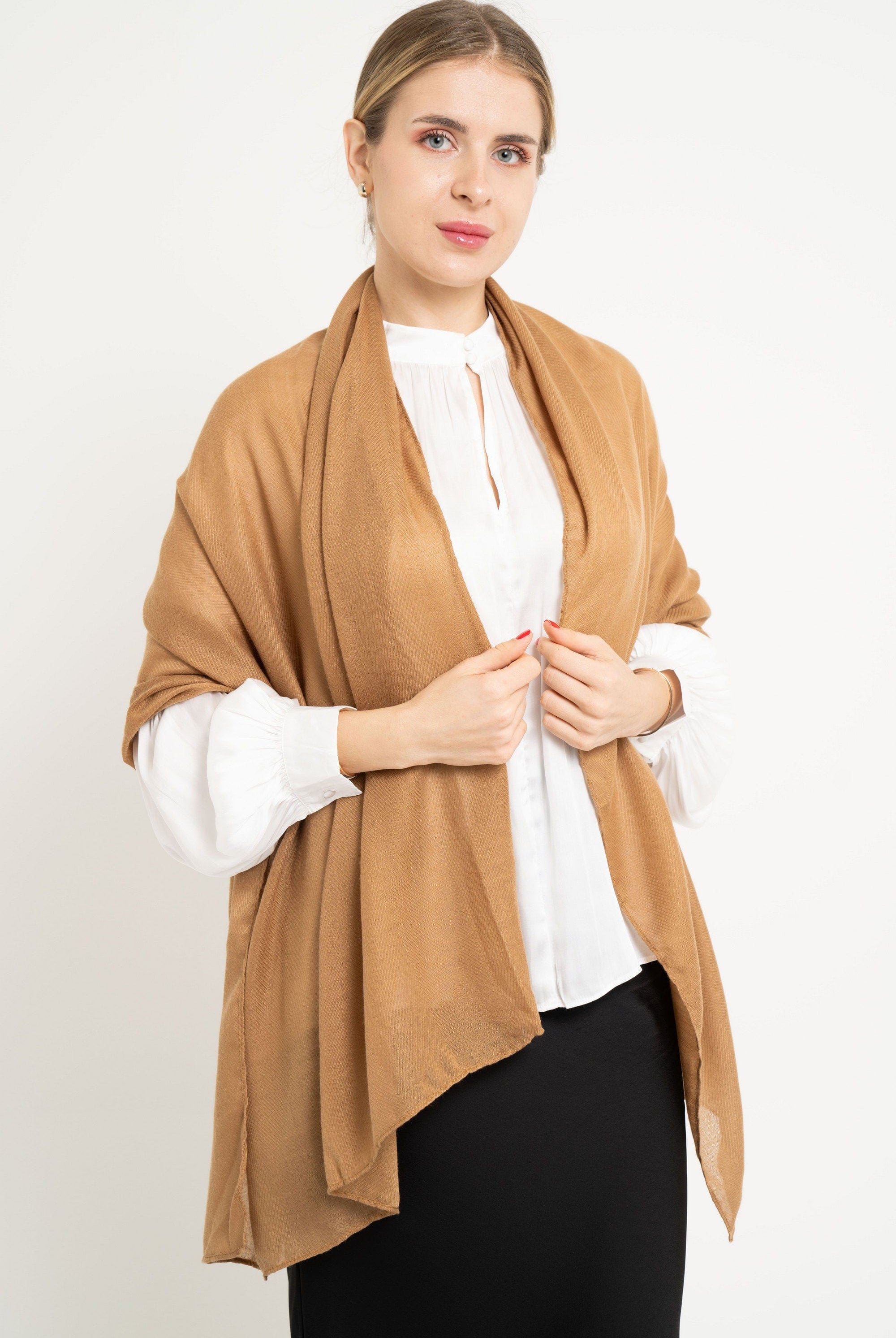 نتشي وشاح سادة شفاف طويل نسائي