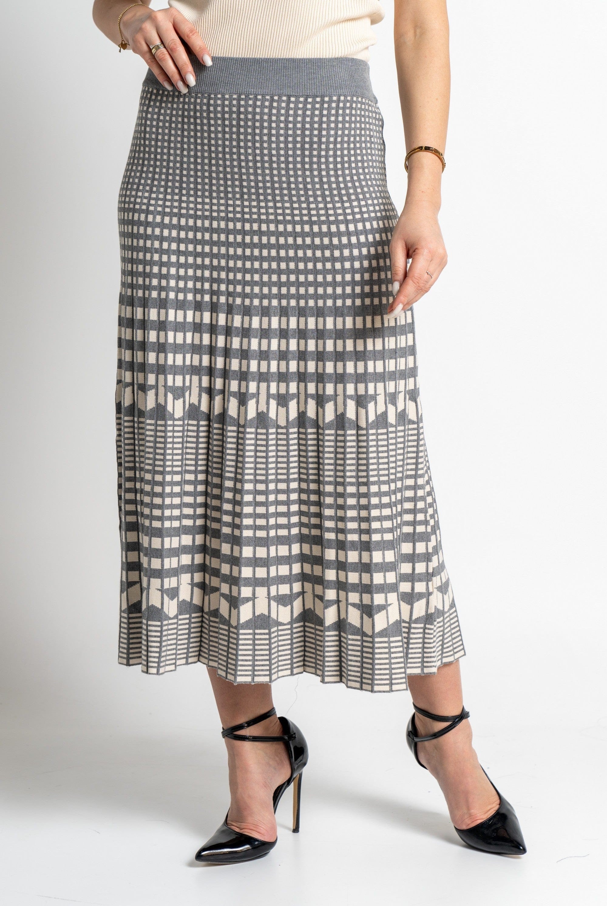 نتشي تنورة ميدي نسائية منسوجة