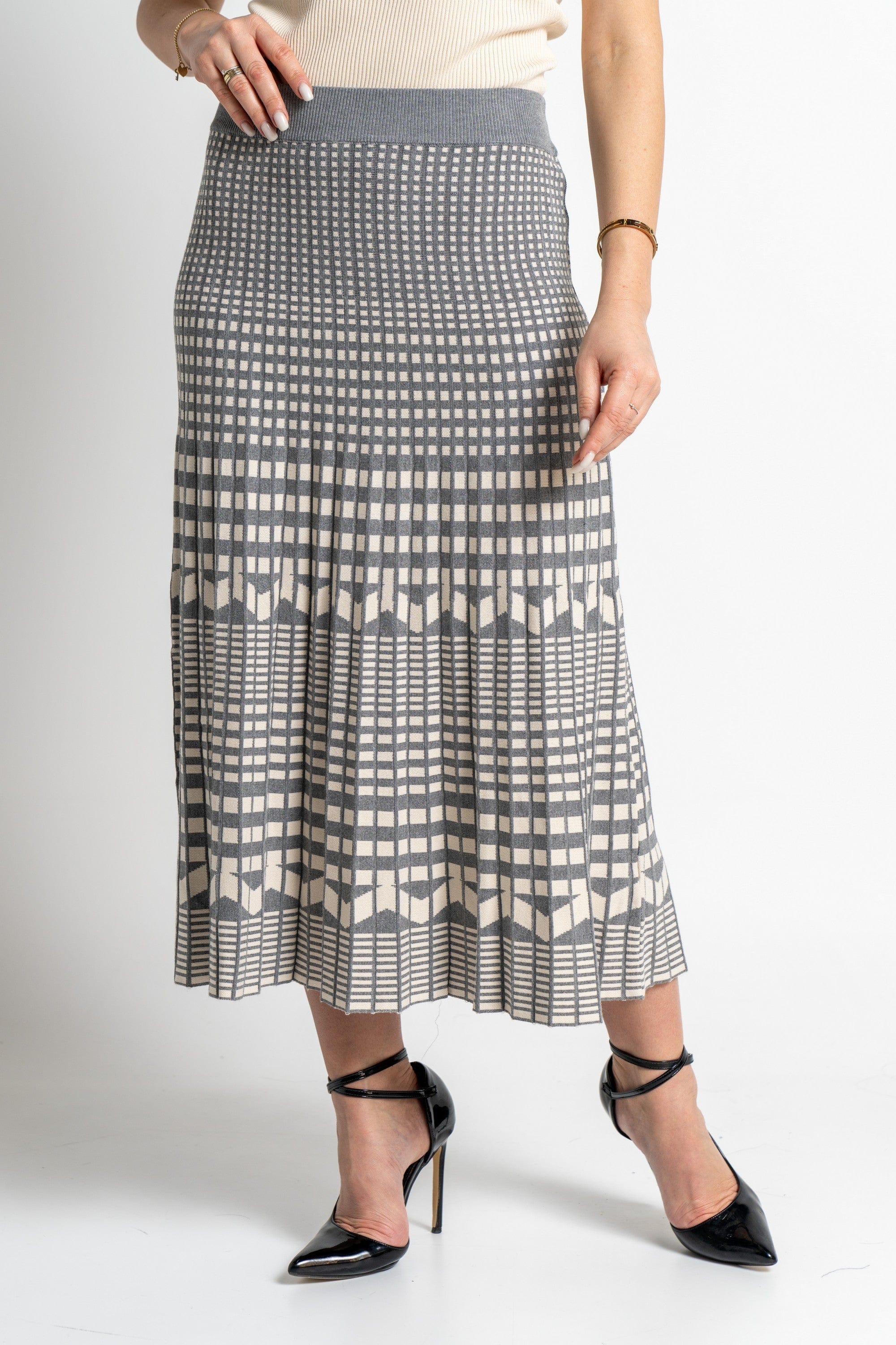 نتشي تنورة ميدي نسائية منسوجة