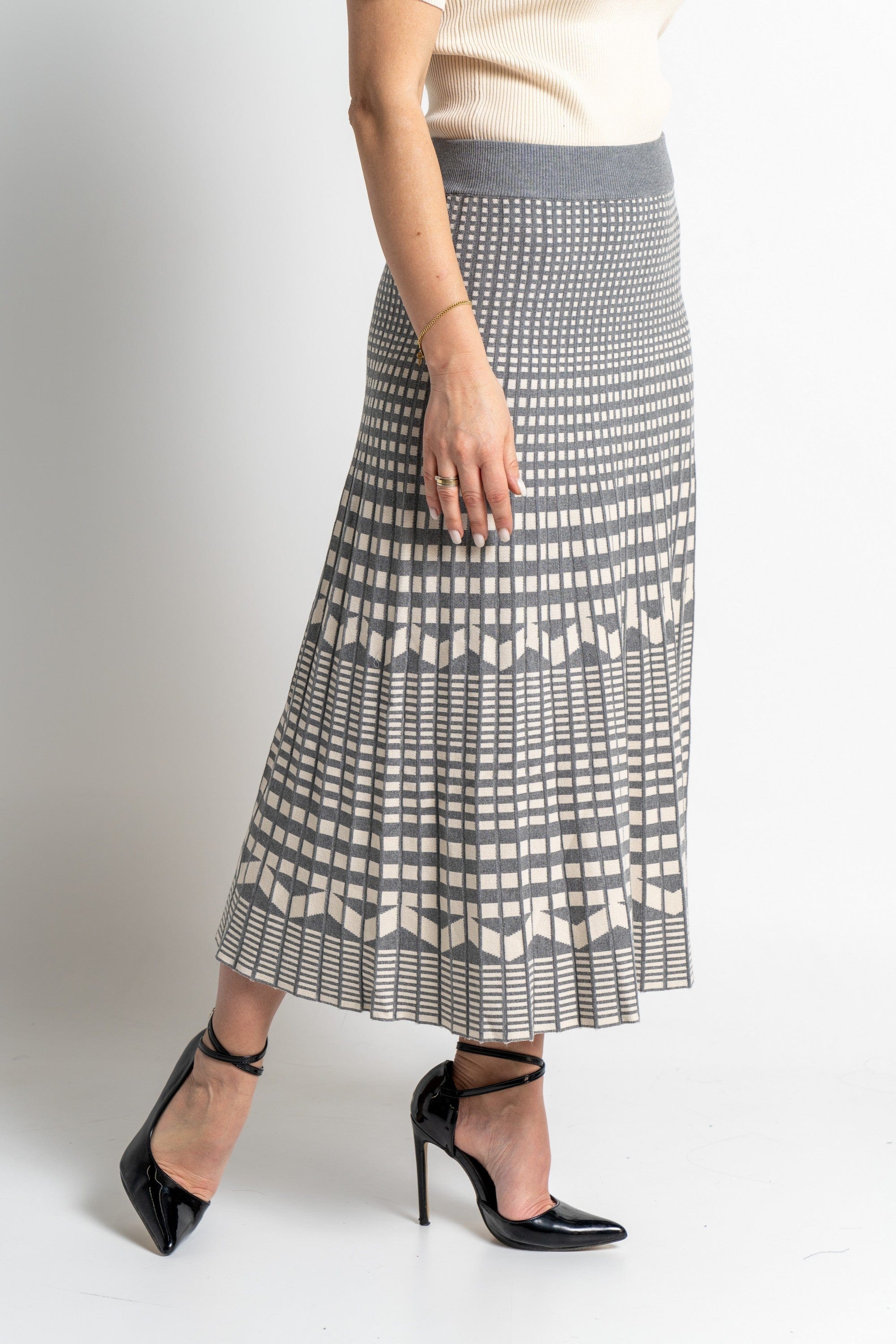 نتشي تنورة ميدي نسائية منسوجة