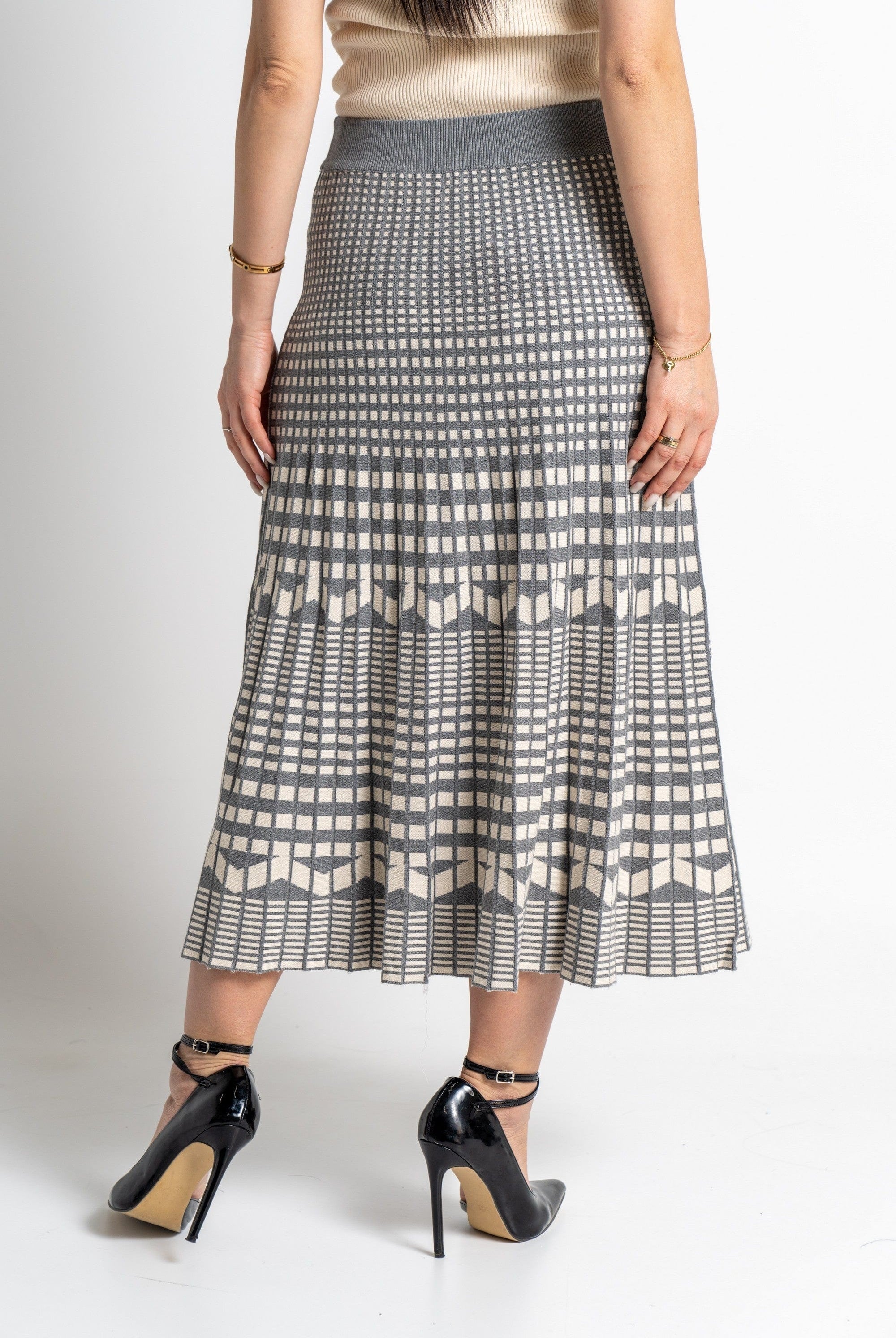 نتشي تنورة ميدي نسائية منسوجة