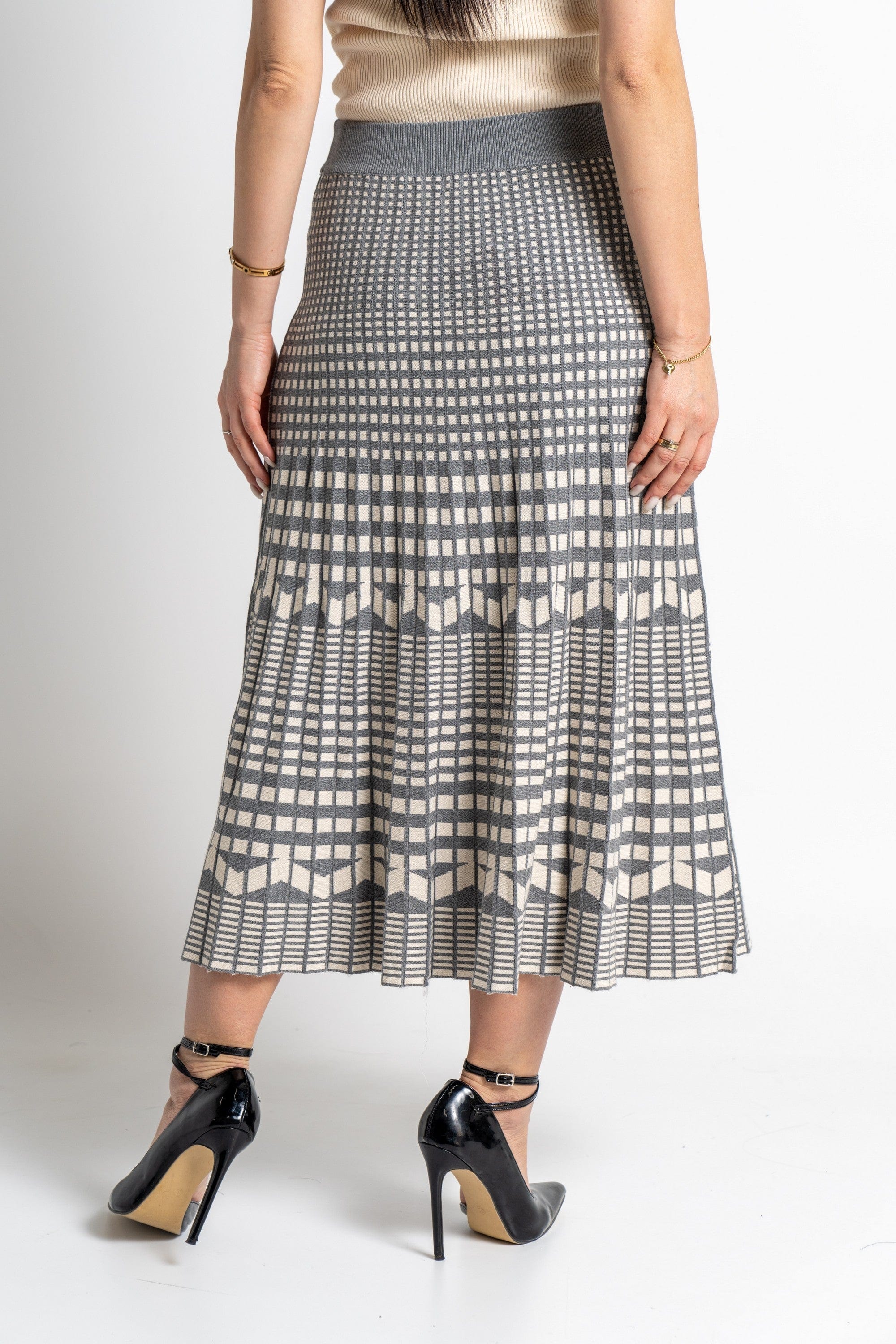 نتشي تنورة ميدي نسائية منسوجة