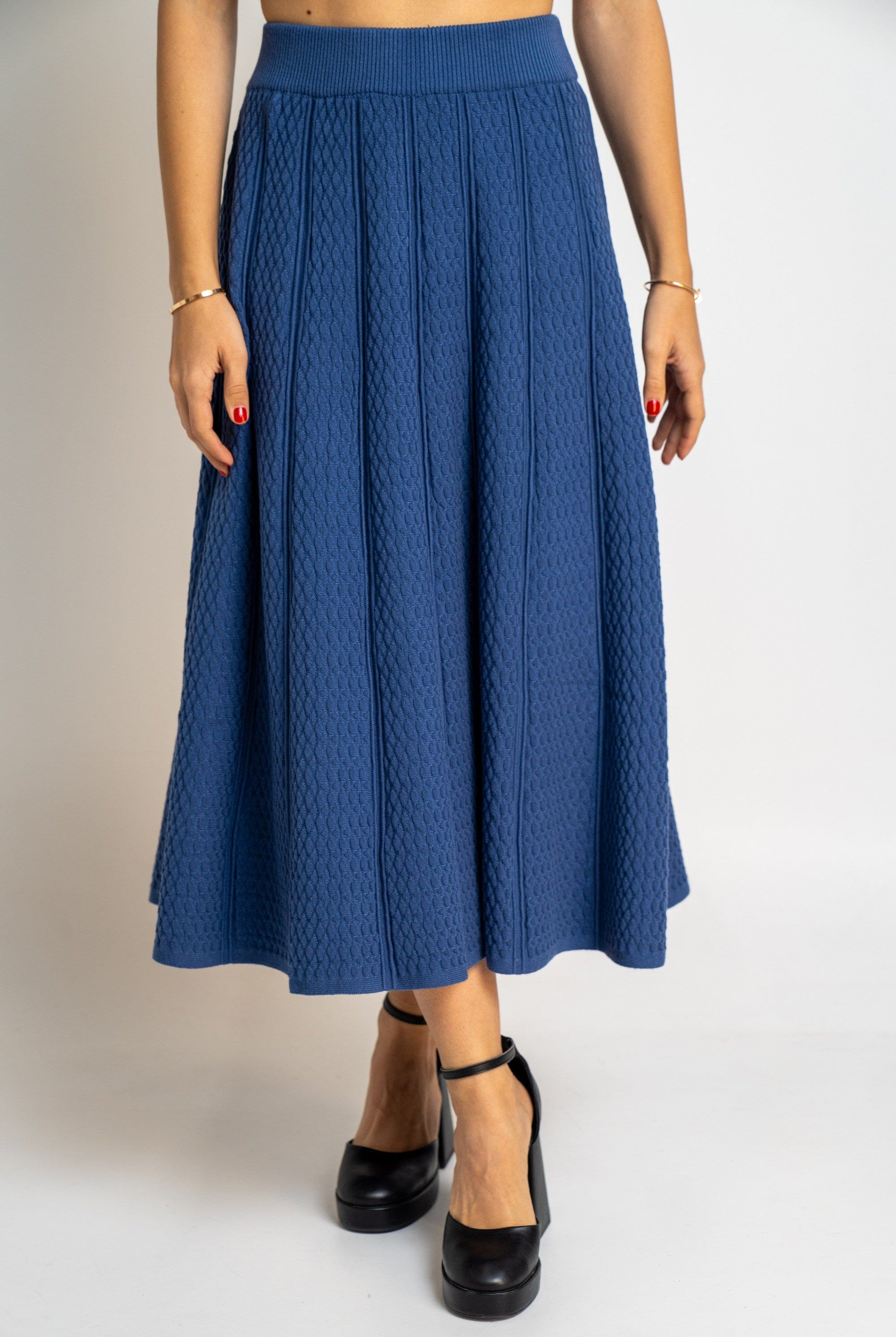 نتشي تنورة ميدي مخصرة واسعة مضلعة نسائي