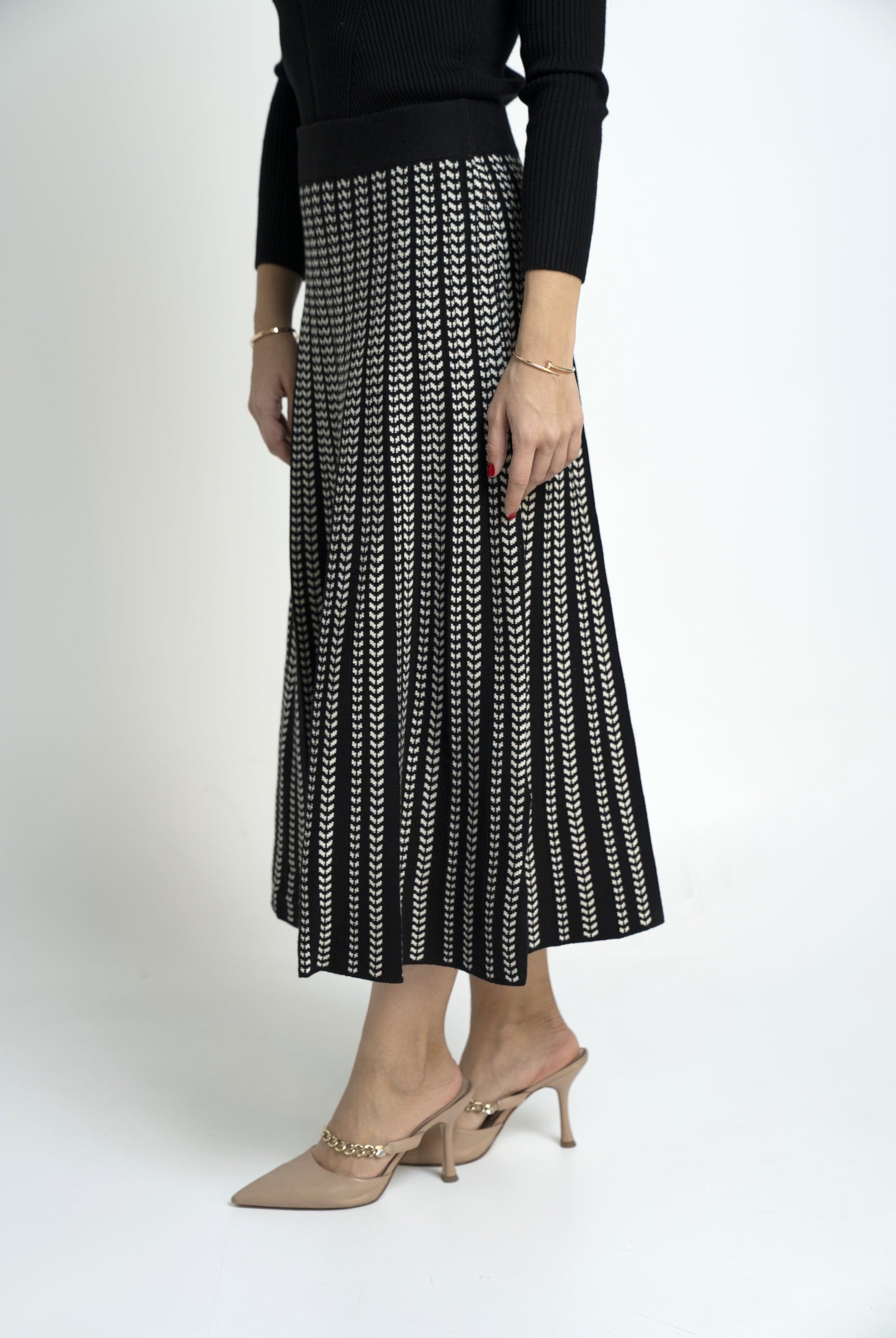 نتشي تنورة ميدي واسعة منقوشة نسائي