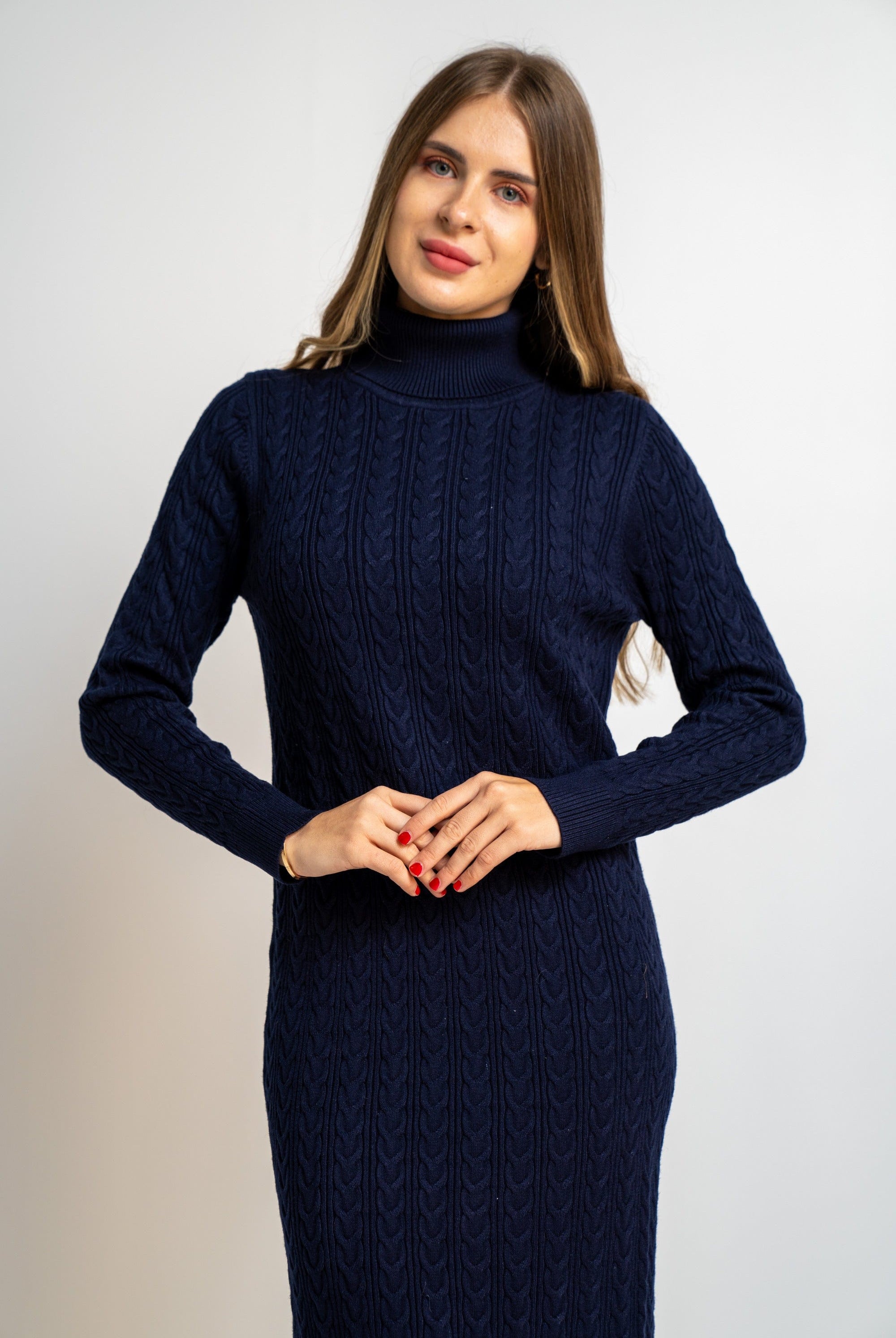 نتشي فستان مضفر كم طويل ميدي نسائي