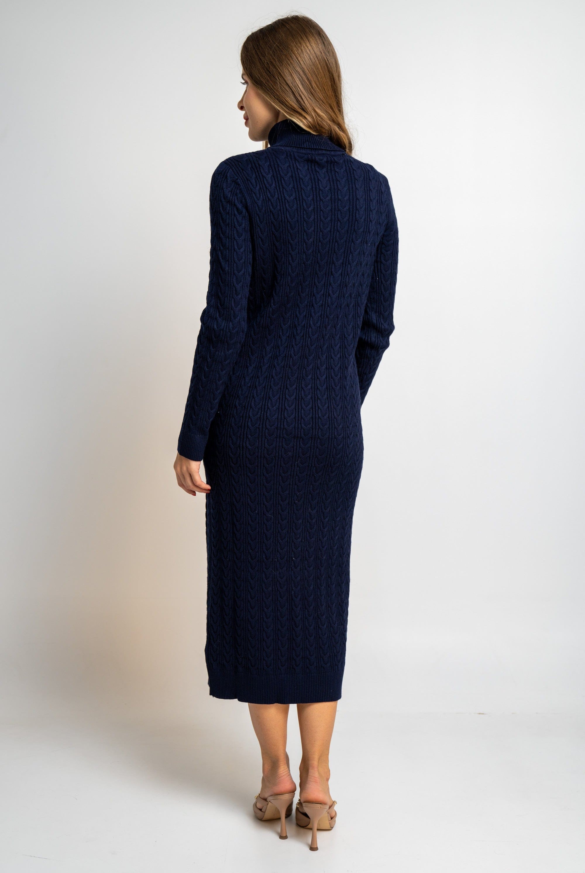 نتشي فستان مضفر كم طويل ميدي نسائي