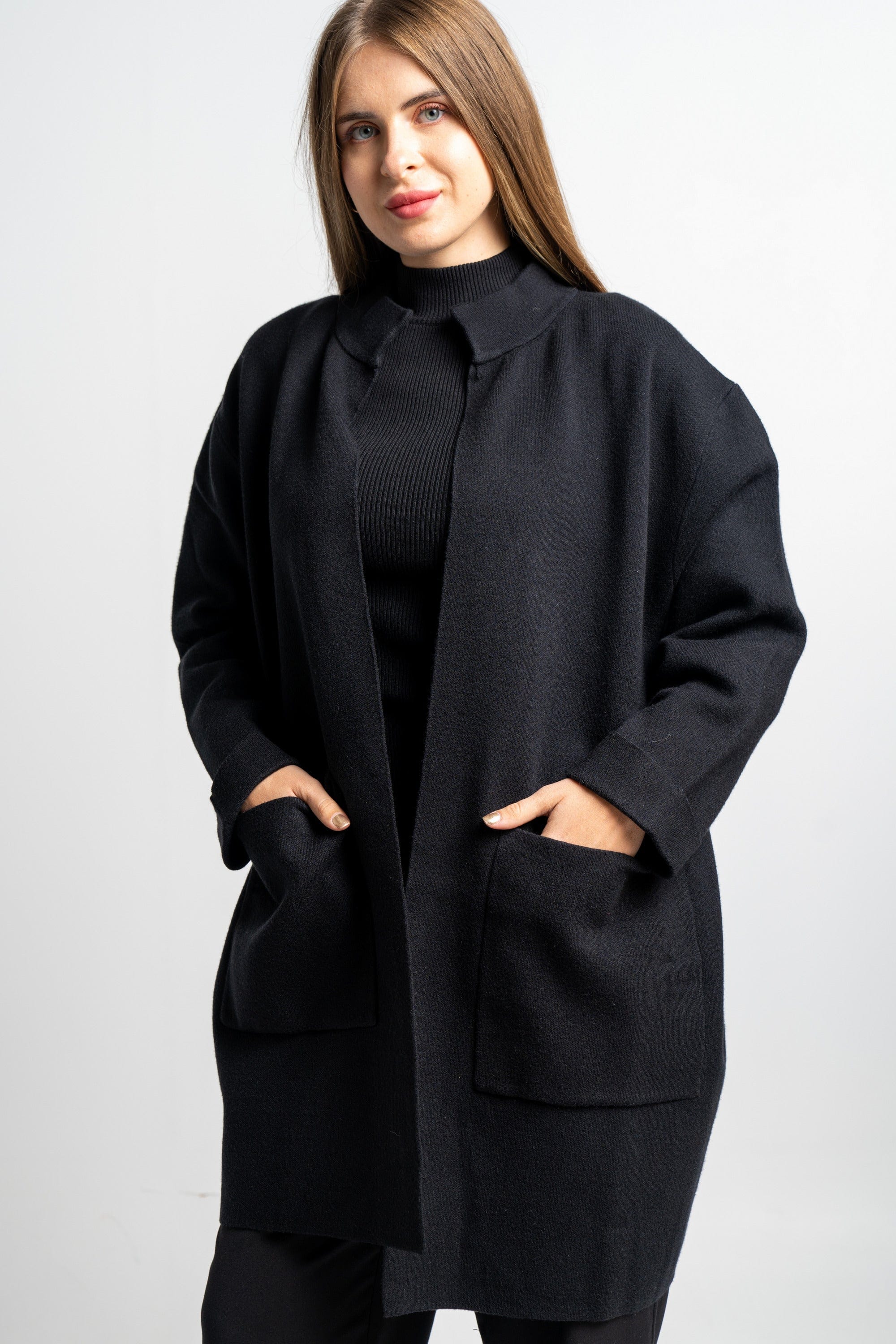 نتشي كارديجان سادة كم طويل بجيوب نسائي