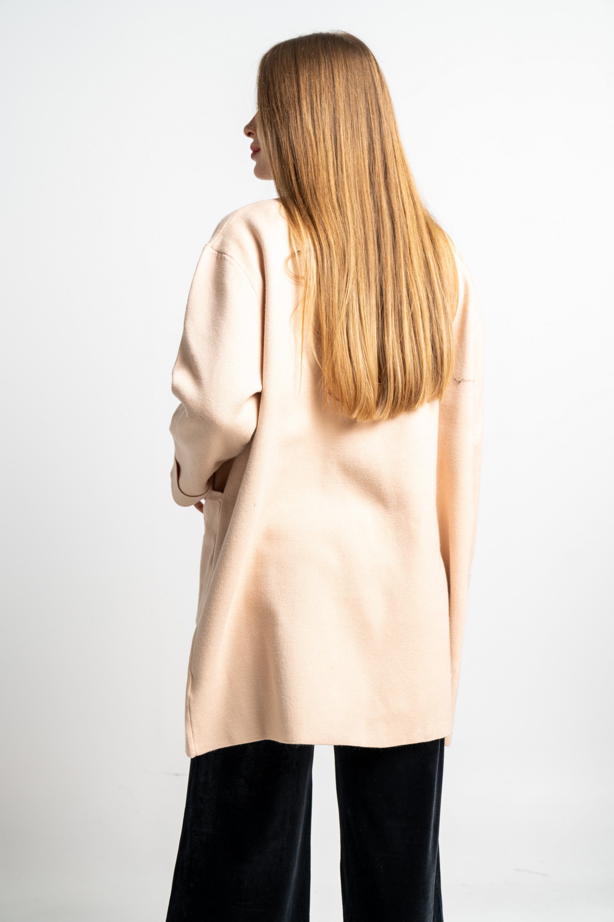 نتشي كارديجان سادة كم طويل بجيوب نسائي