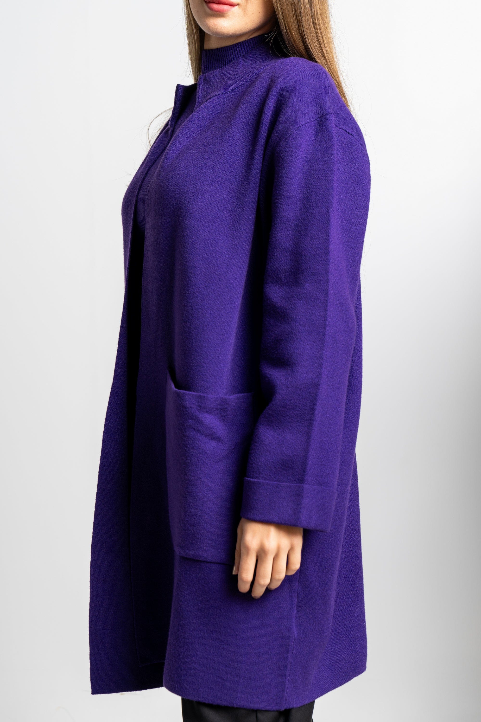 نتشي كارديجان سادة كم طويل بجيوب نسائي