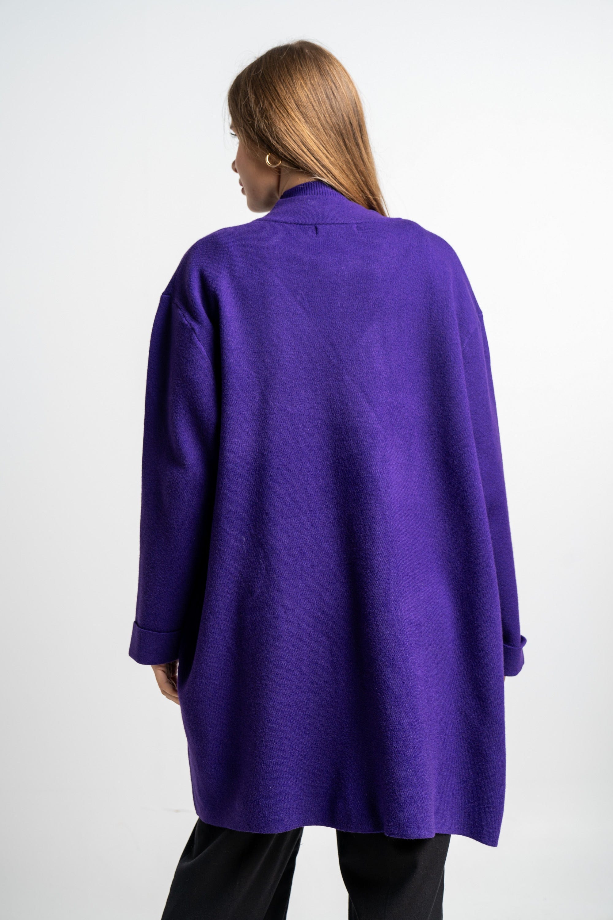 نتشي كارديجان سادة كم طويل بجيوب نسائي