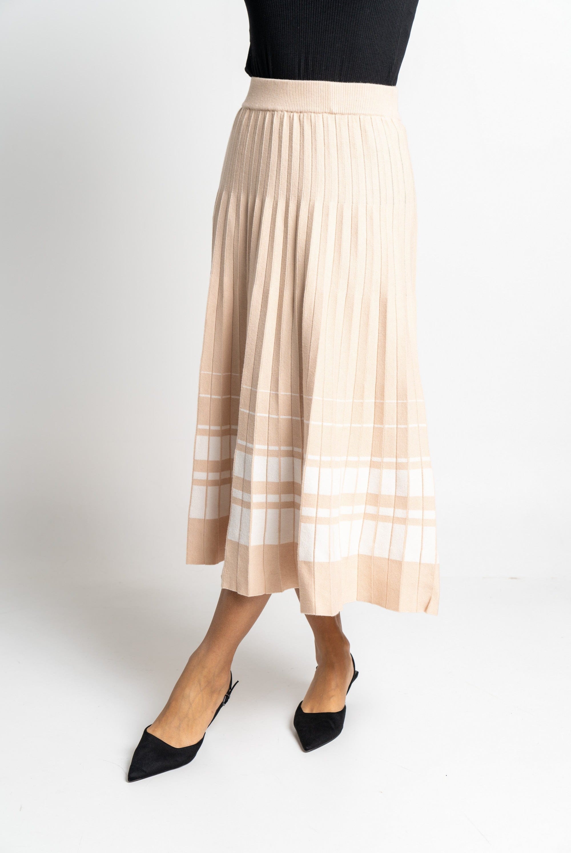 نتشي تنورة ميدي مخططة بالعرض منفوشة نسائي