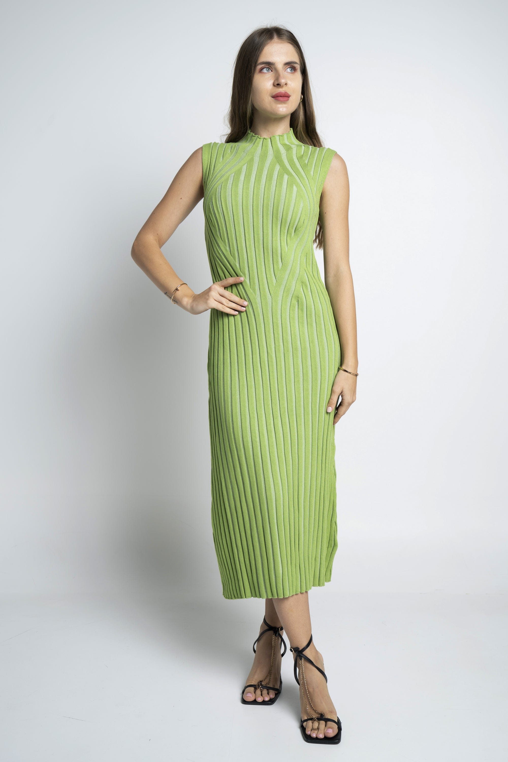 نتشي فستان ميدي كت مضلع نسائي