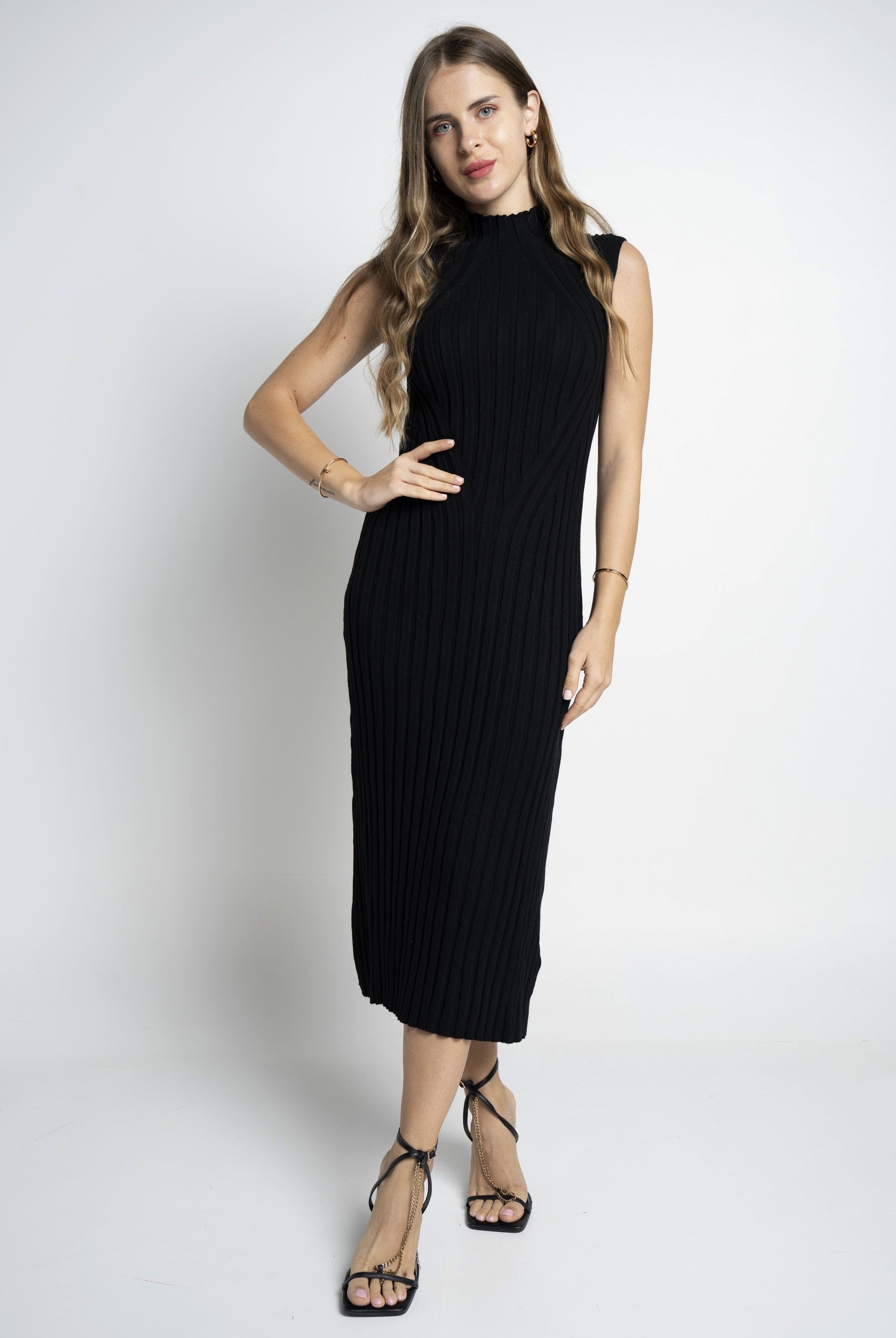 نتشي فستان ميدي كت مضلع نسائي