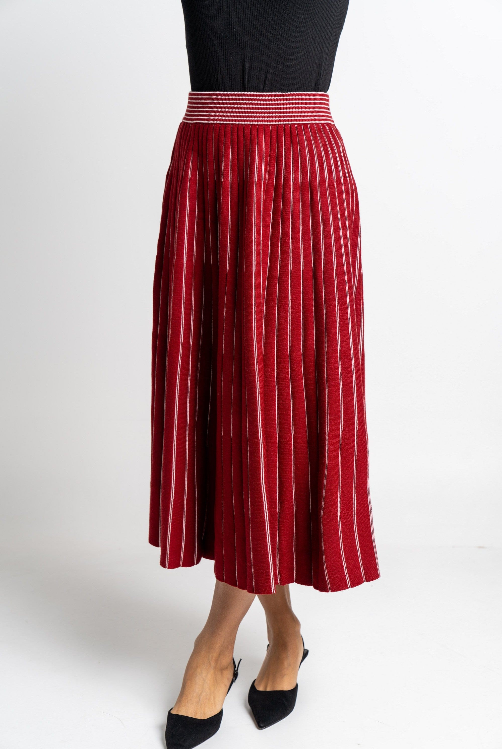 نتشي تنورة ميدي مخصرة منفوشة مخططة بالطول نسائية