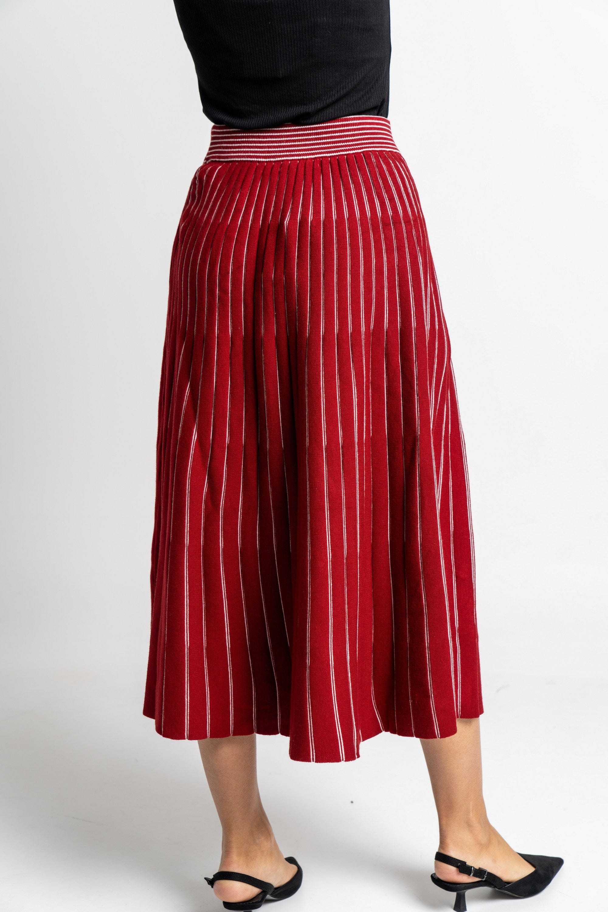 نتشي تنورة ميدي مخصرة منفوشة مخططة بالطول نسائية