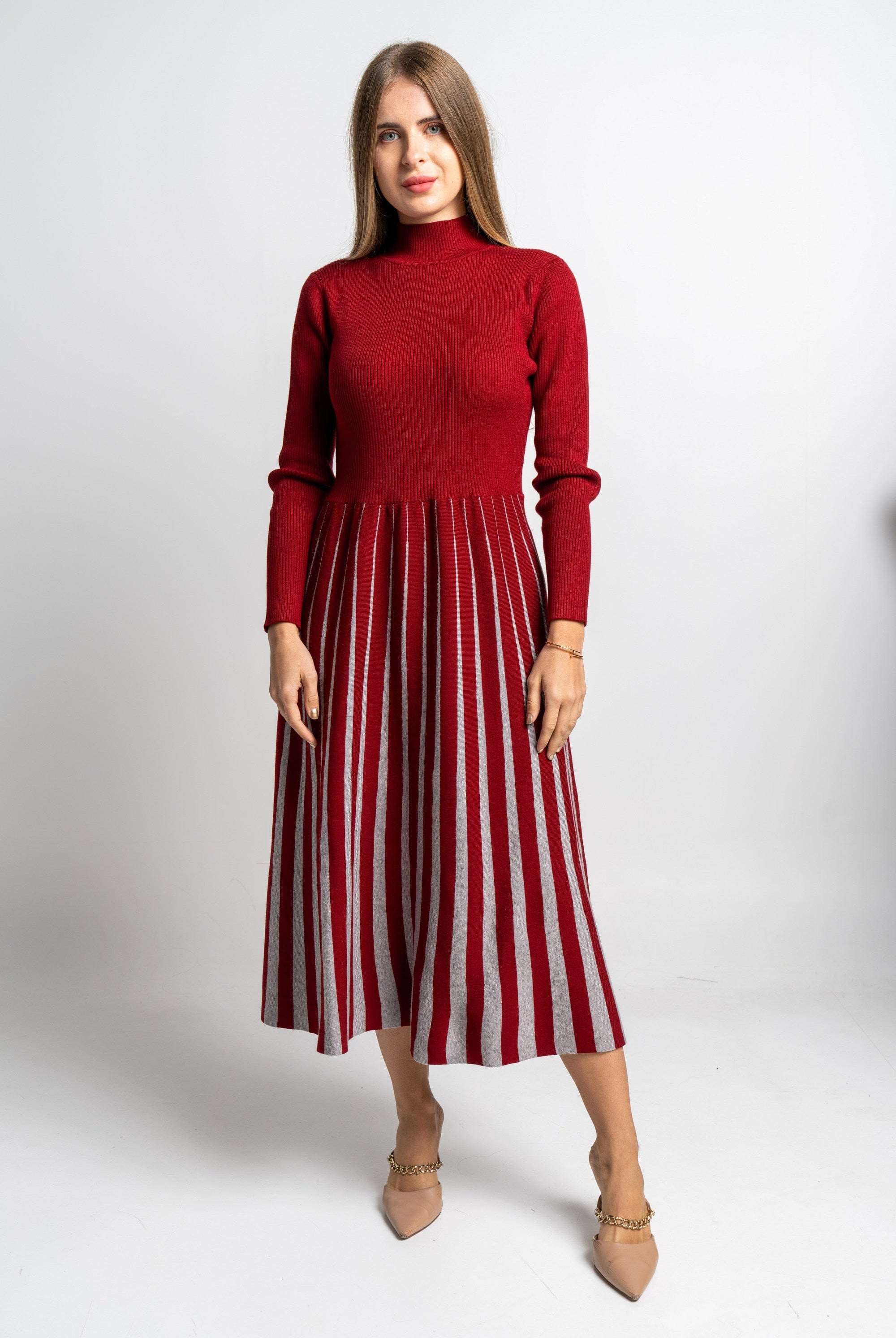 نتشي فستان مخصر ميدي كم طويل تنورة مخططة نسائي