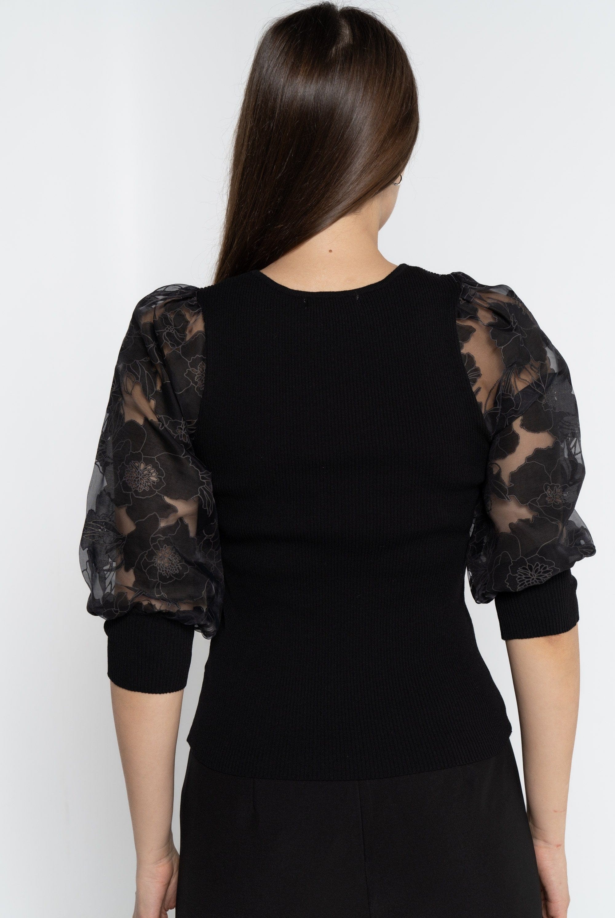 نتشي بلوزة بأكمام 3/4 سادة كم قصير بف نسائي