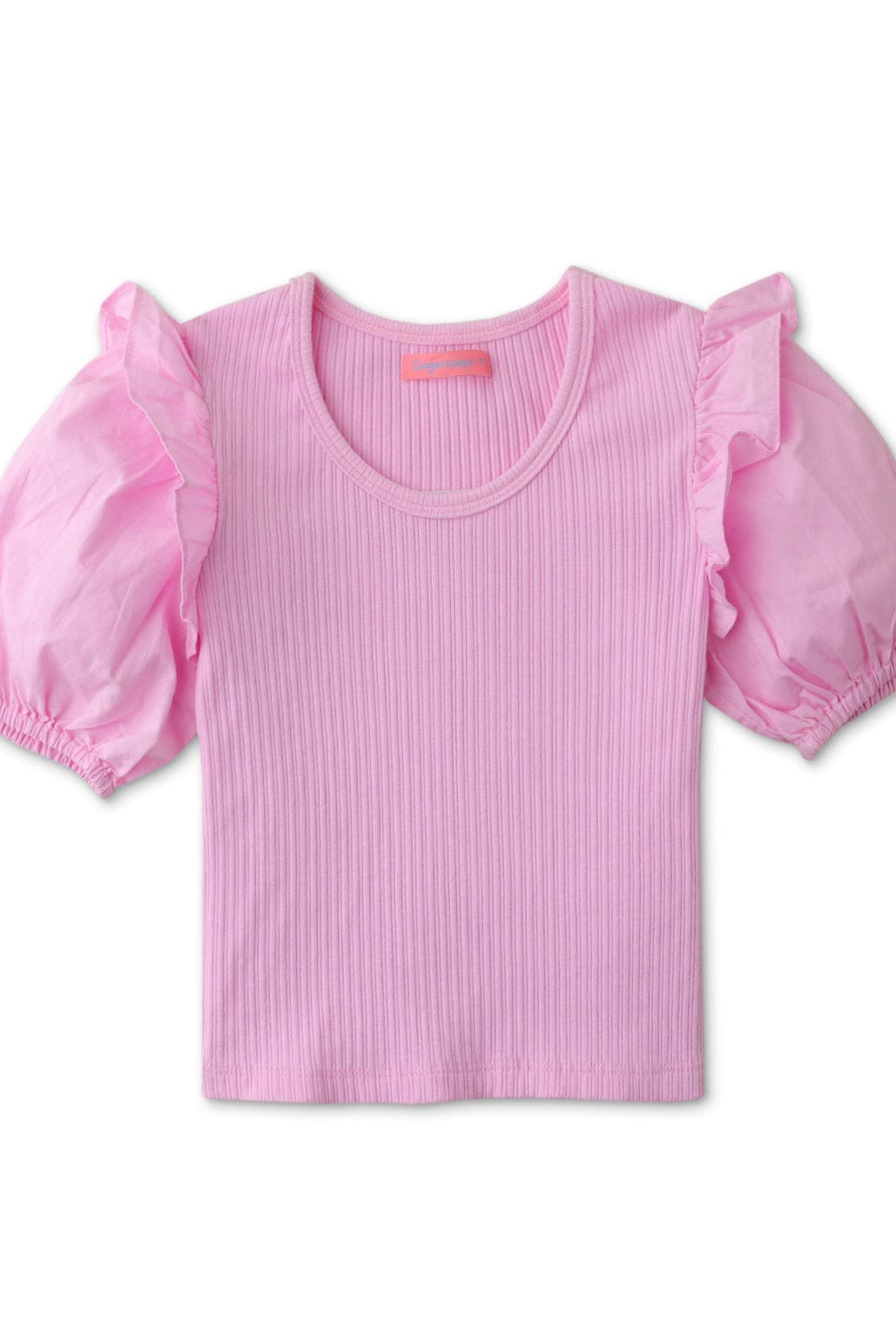 جينجرسنابس بلوزة بناتي مضلع سادة نص كم بف وردي