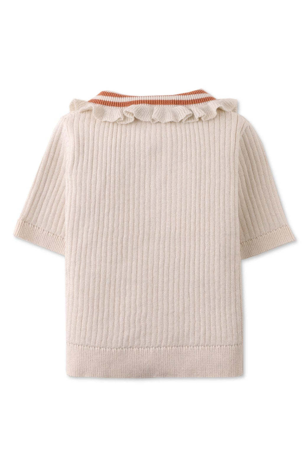 جينجرسنابس بلوزة بنات مضلعة بأزرار أمامية نص كم معدني