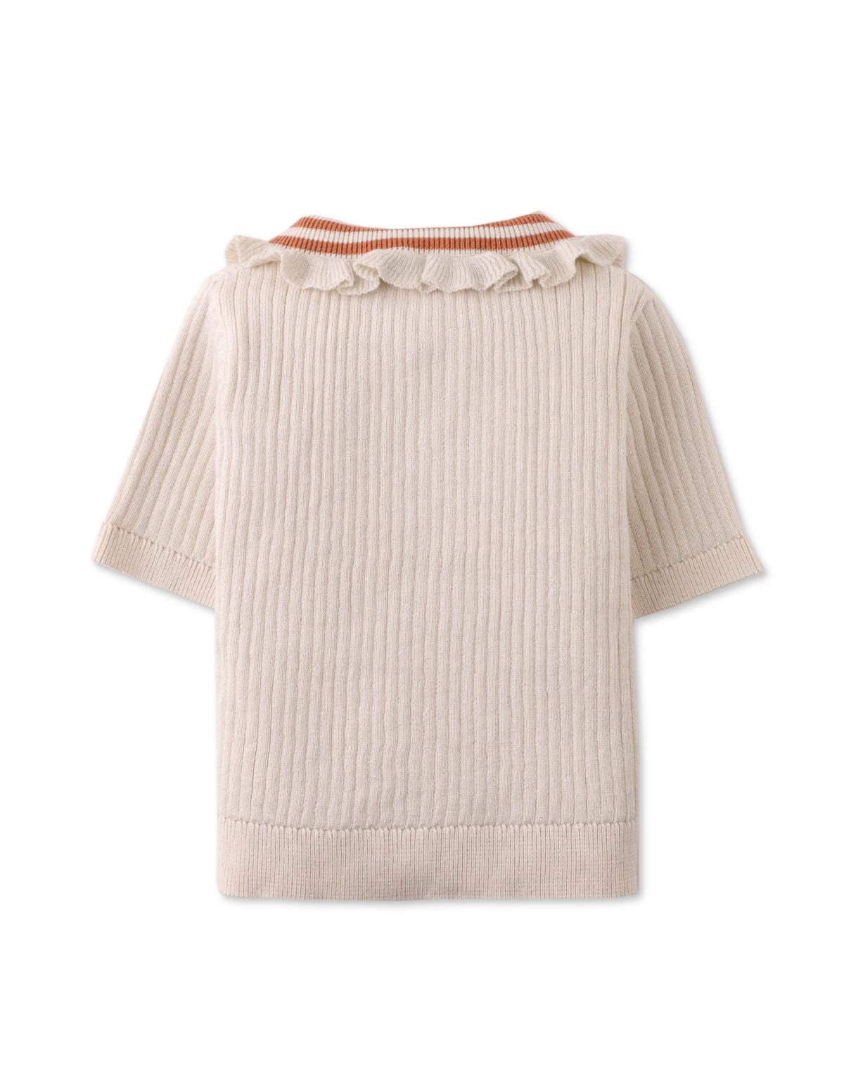 جينجرسنابس بلوزة بنات مضلعة بأزرار أمامية نص كم معدني