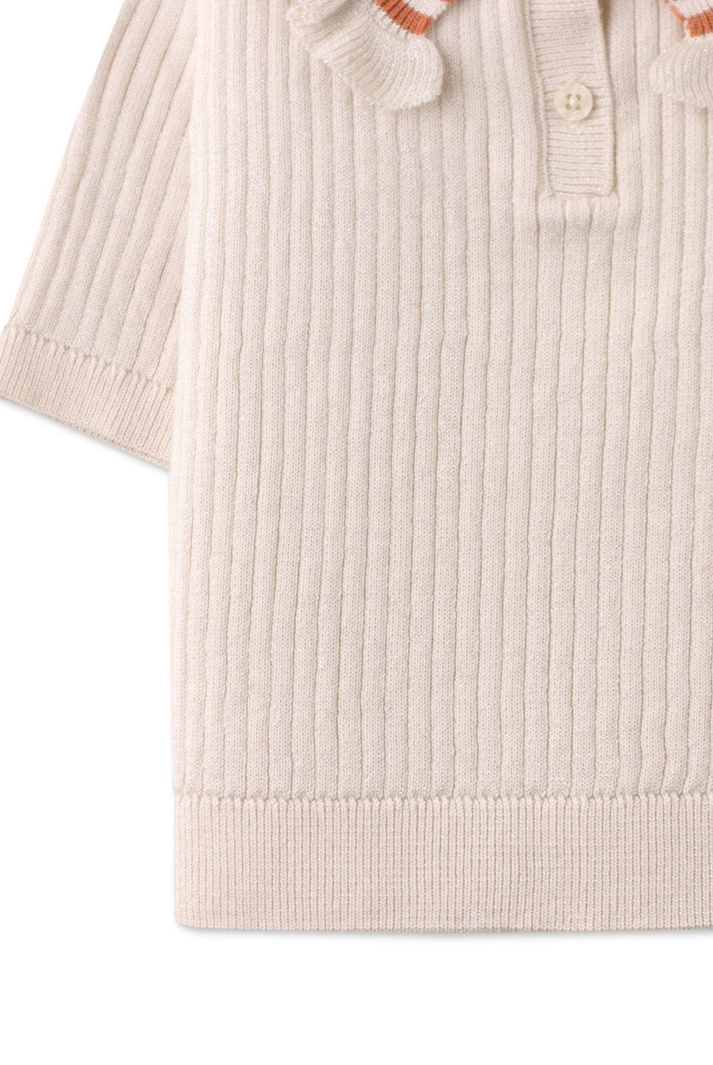 جينجرسنابس بلوزة بنات مضلعة بأزرار أمامية نص كم معدني