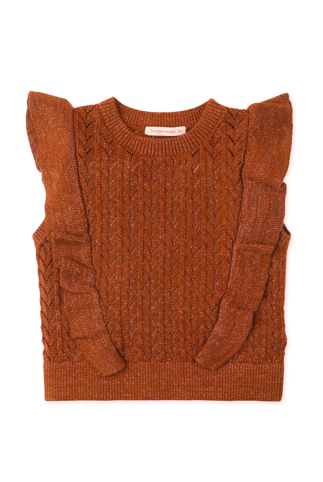 جينجرسنابس بلوزة بنات لامع نص كم كت مكشكش بني