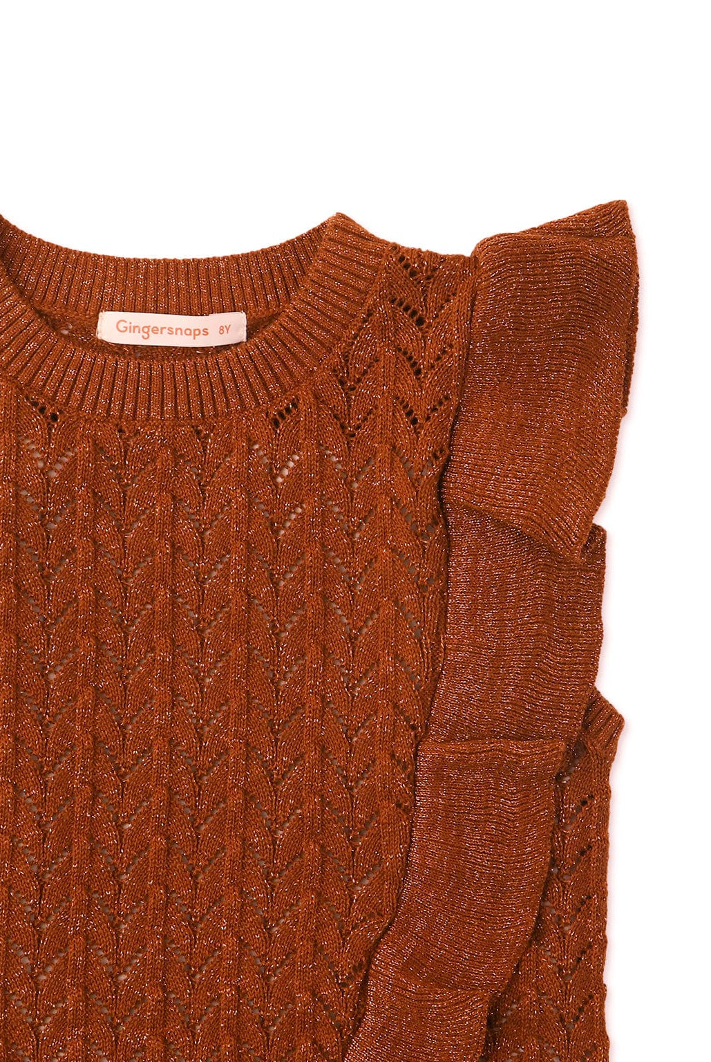 جينجرسنابس بلوزة بنات لامع نص كم كت مكشكش بني