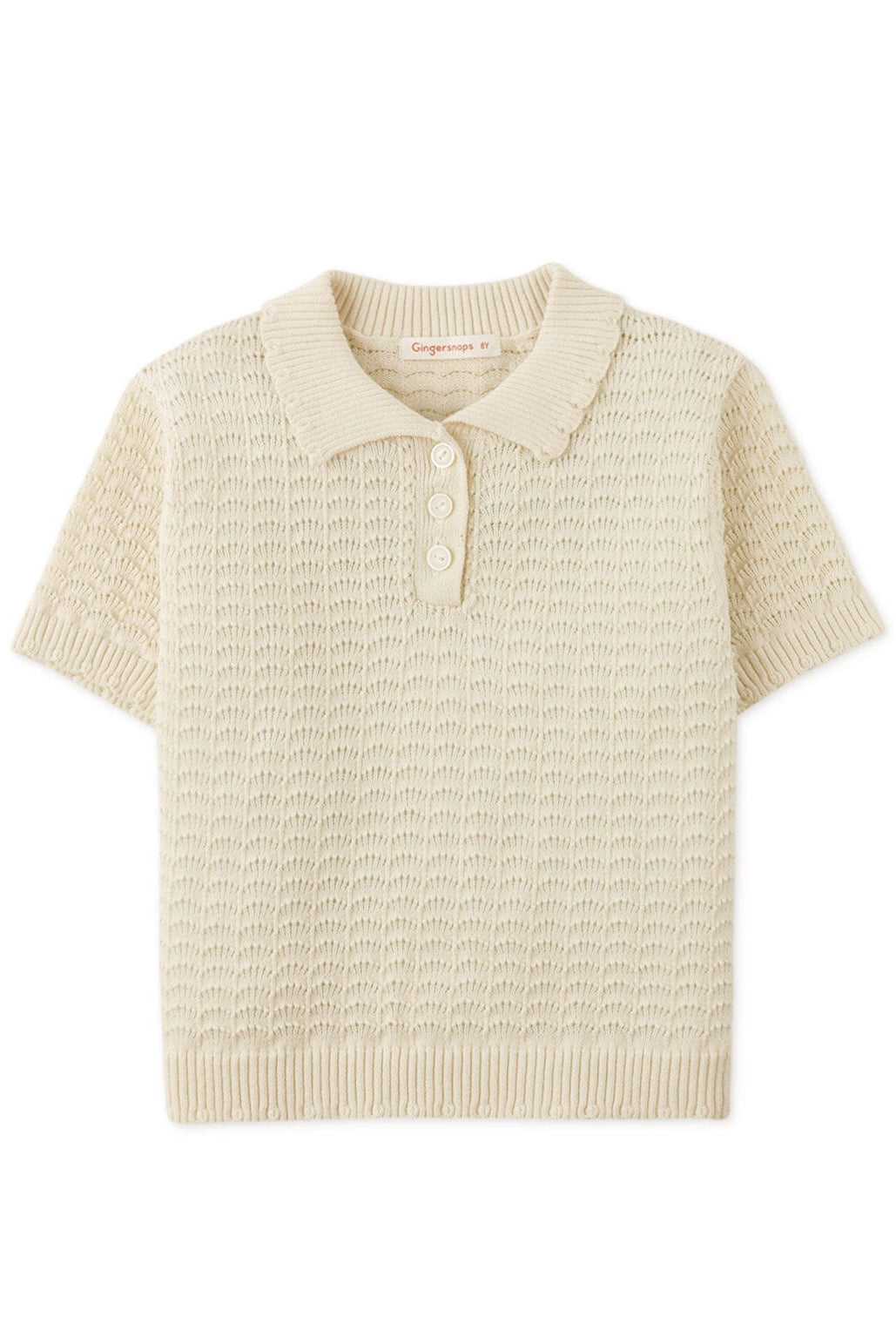 جينجرسنابس بلوزة بناتي مخرمة نص كم أوف وايت