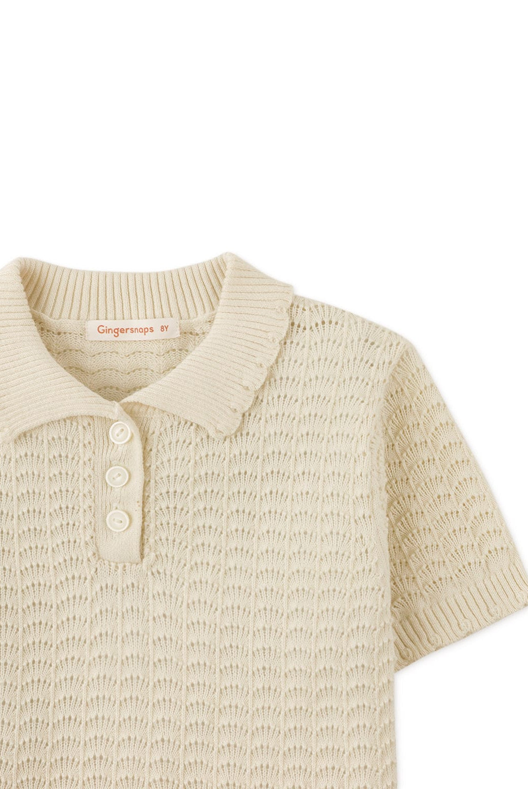 جينجرسنابس بلوزة بناتي مخرمة نص كم أوف وايت