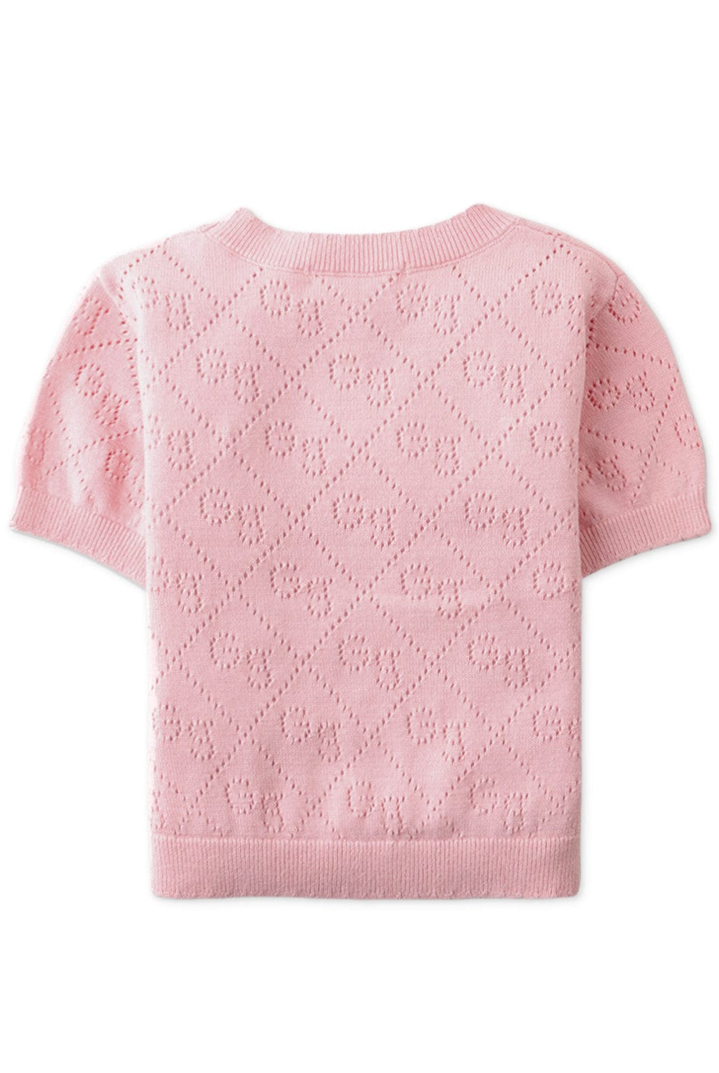 جينجرسنابس بلوزة مخرمة نص كم بناتي وردي