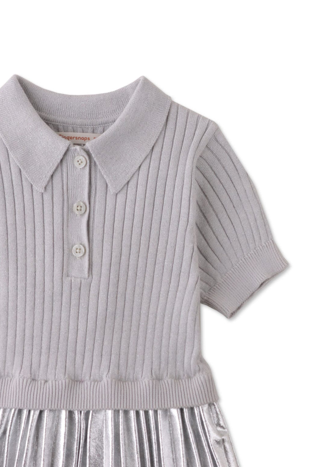 جينجرسنابس فستان بناتي منسوج مضلع وتنورة لامعة معدني