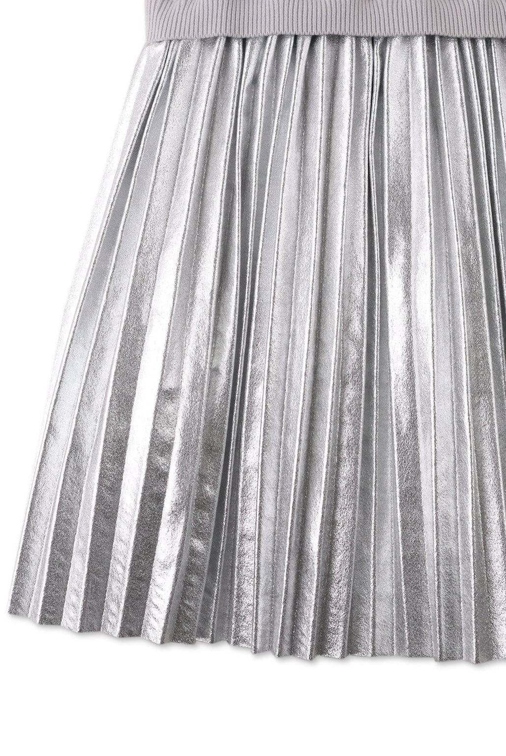 جينجرسنابس فستان بناتي منسوج مضلع وتنورة لامعة معدني