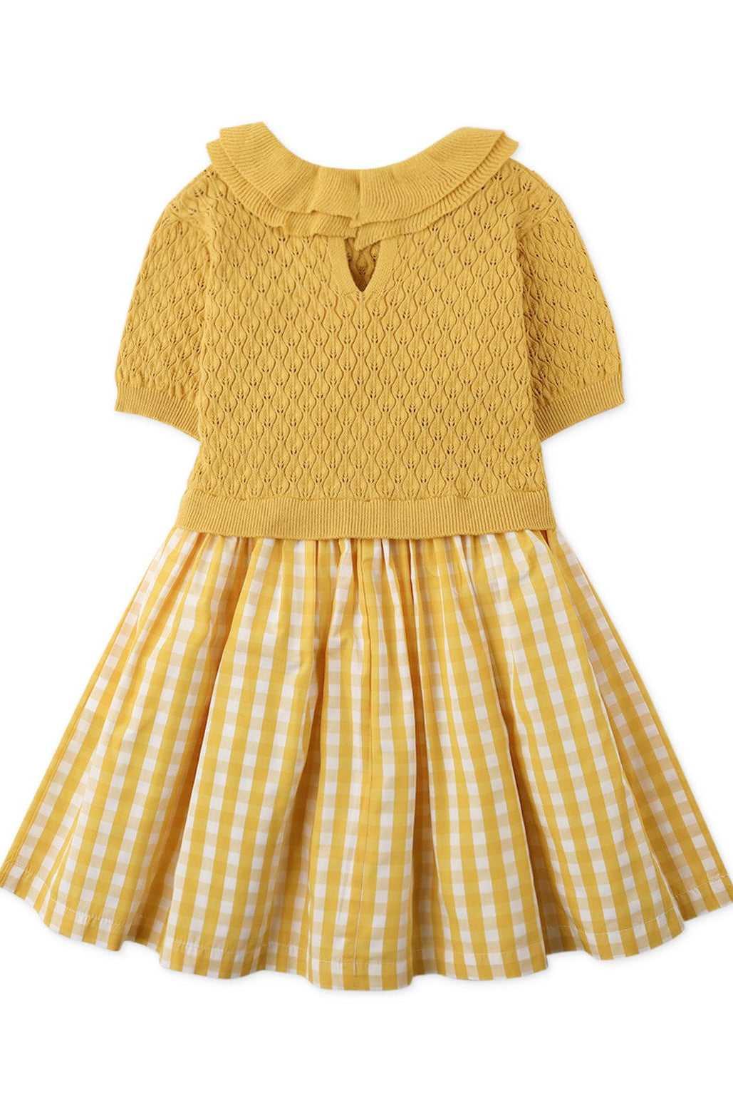 جينجرسنابس فستان بناتي منفوش نص كم بياقة أصفر