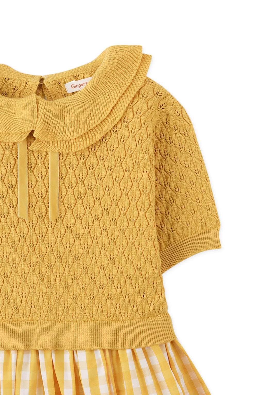 جينجرسنابس فستان بناتي منفوش نص كم بياقة أصفر