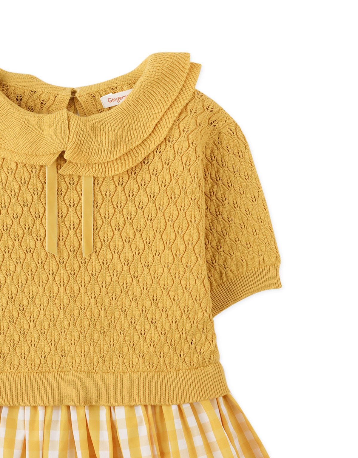 جينجرسنابس فستان بناتي منفوش نص كم بياقة أصفر