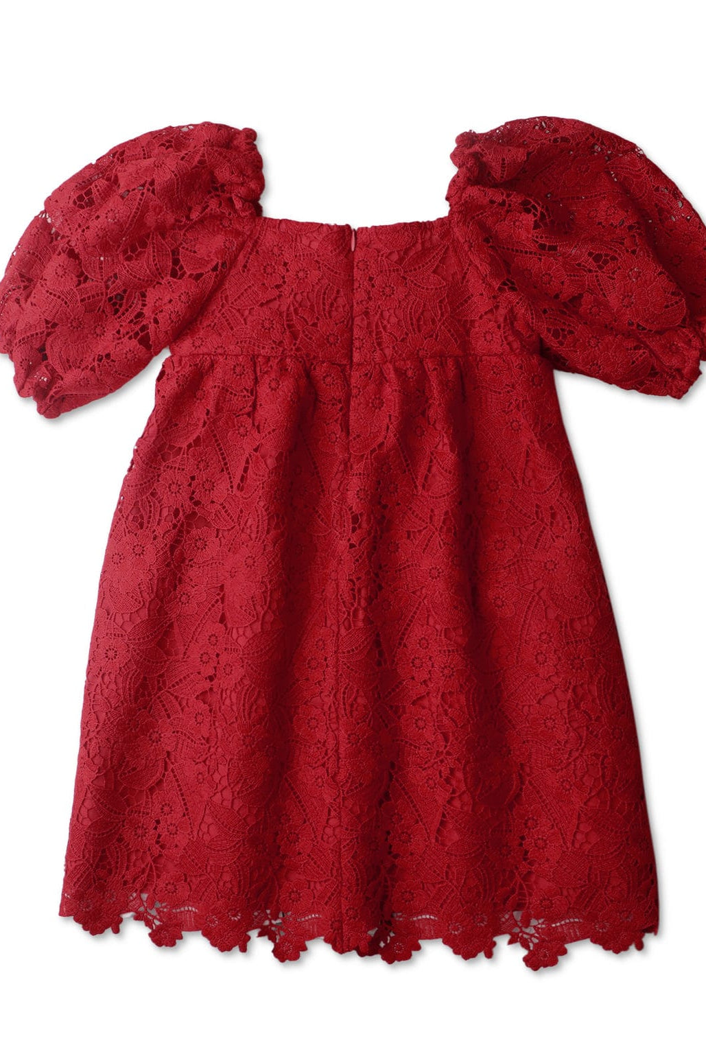 جينجرسنابس فستان بناتي منسوج دانتيل نص كم أحمر