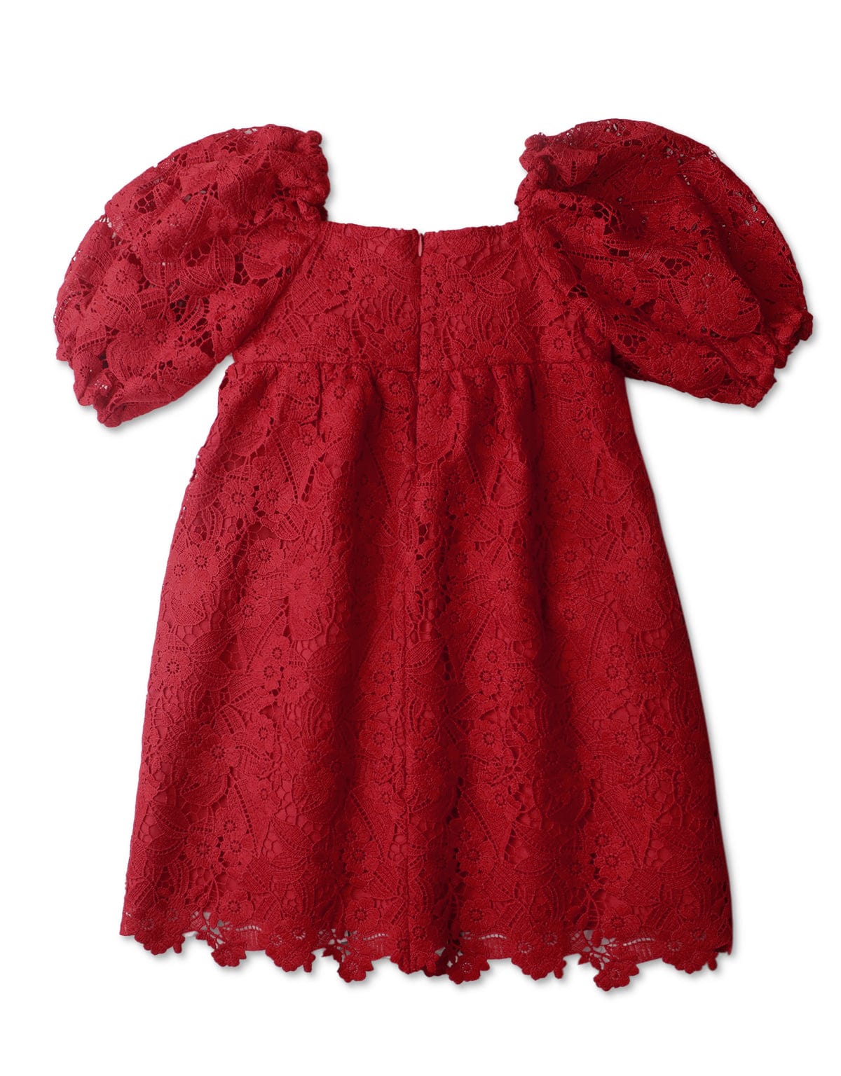 جينجرسنابس فستان بناتي منسوج دانتيل نص كم أحمر