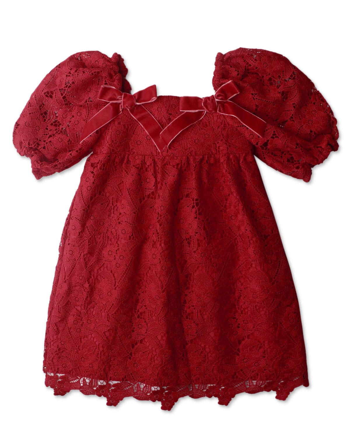 جينجرسنابس فستان بناتي منسوج دانتيل نص كم أحمر