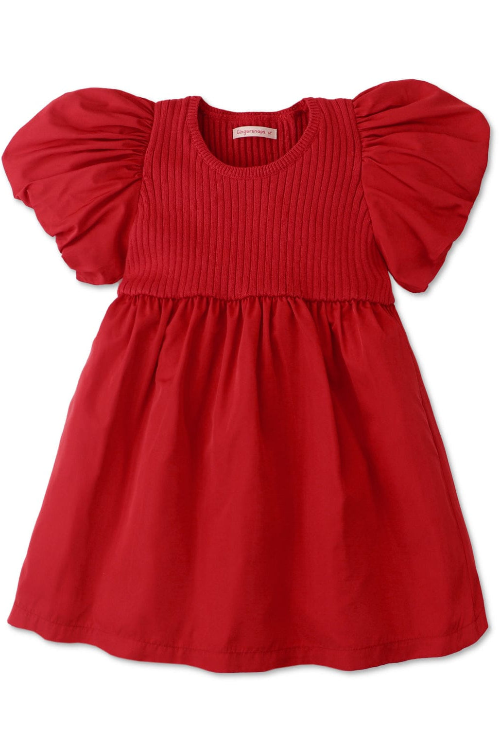 جينجرسنابس فستان بناتي كم قصير بف أحمر