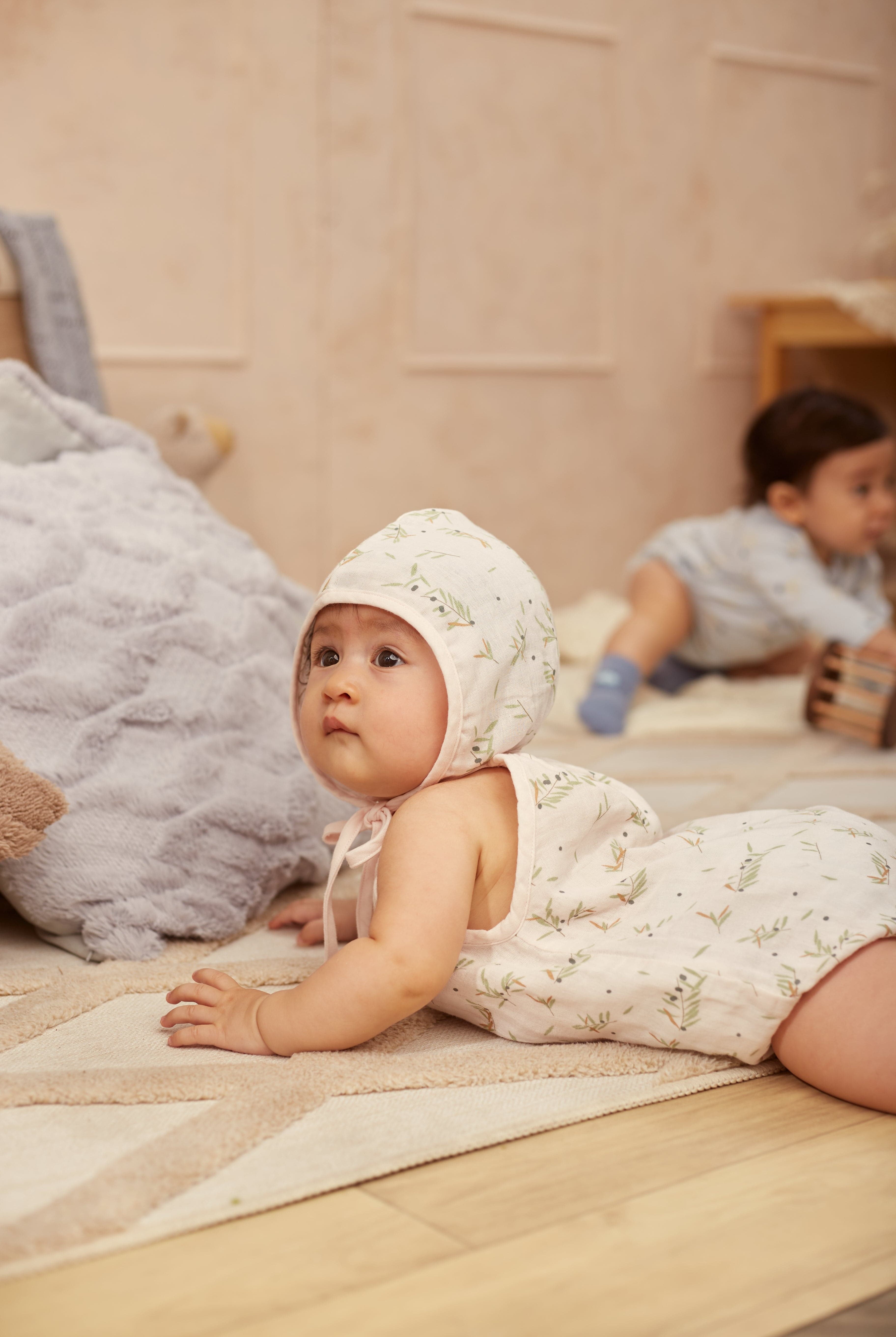 جينجرسنابس سالوبيت بناتي رضع بدون اكمام برسمة سنابل وردي