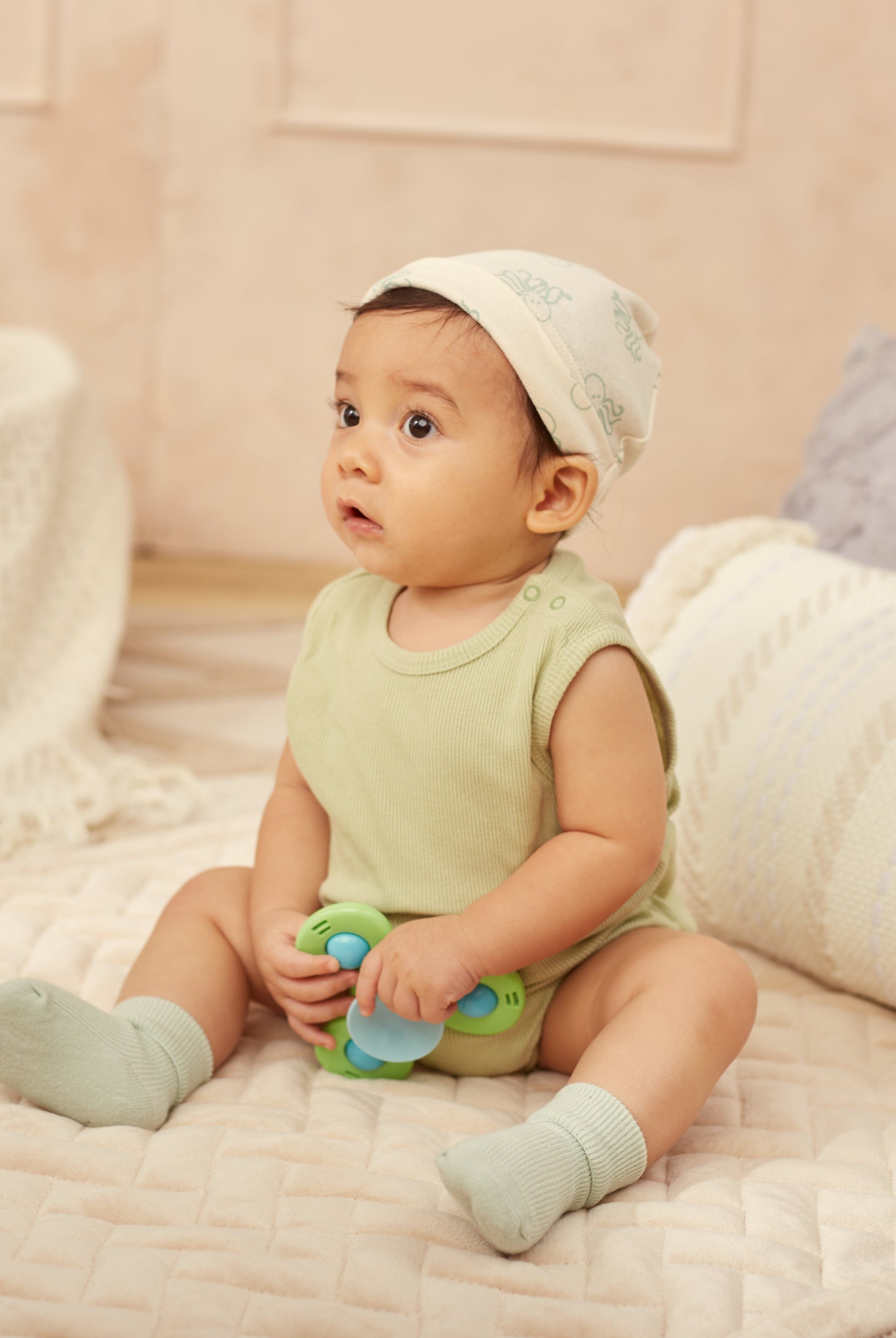 جينجرسنابس سالوبيت ولادي رضع بدون أكمام متعدد الألوان